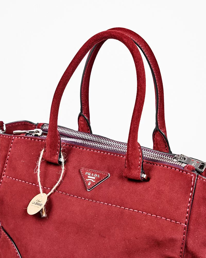 Prada red top velvet bag
