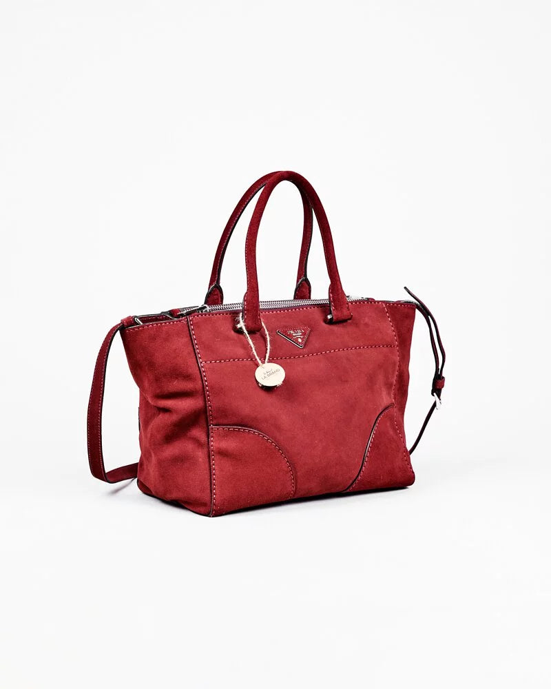 Prada Red Velvet Tote Bag
