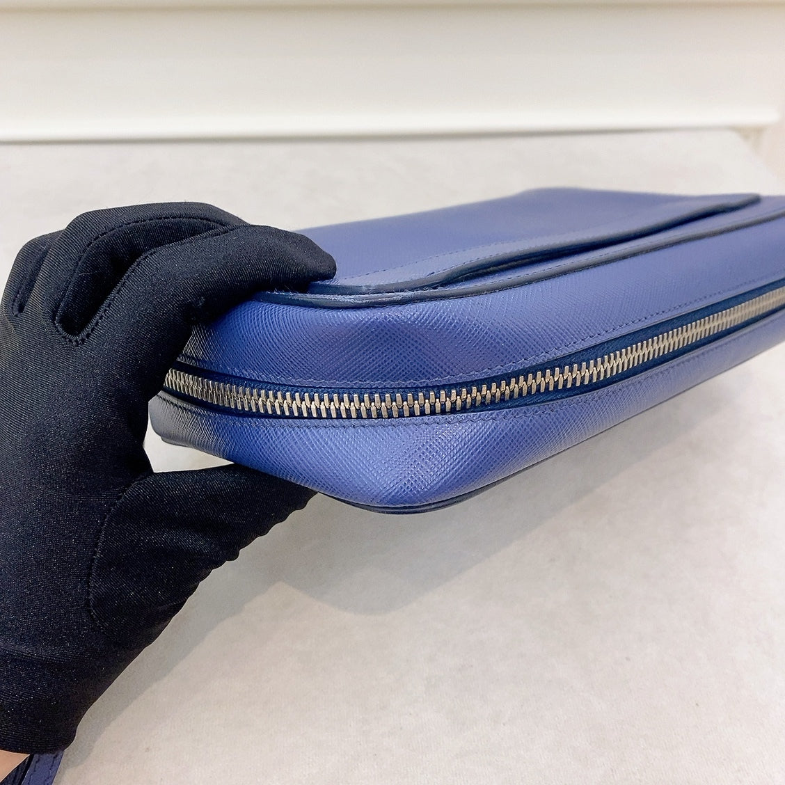 Prada Saffiano Blue Clutch