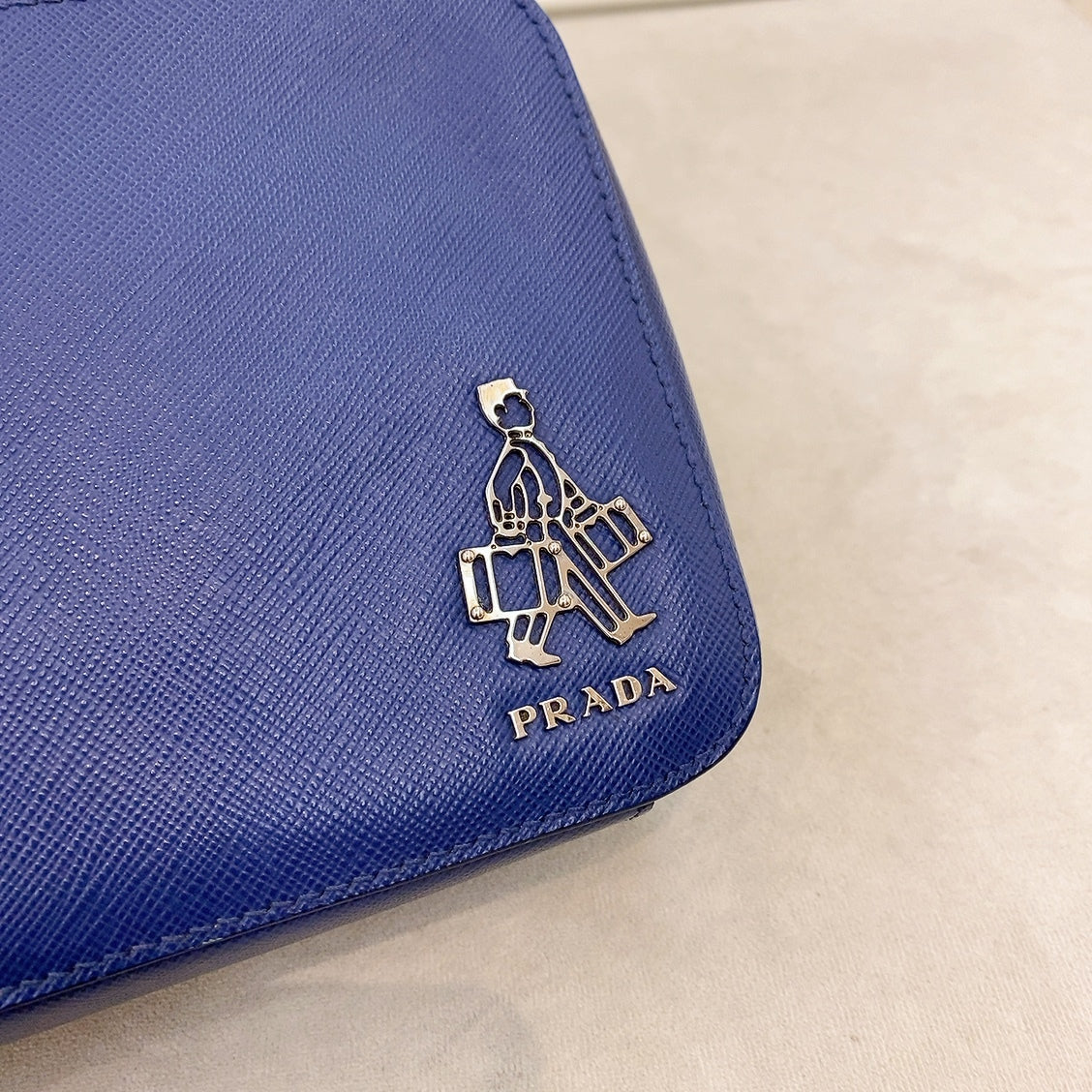 Prada Saffiano Blue Clutch