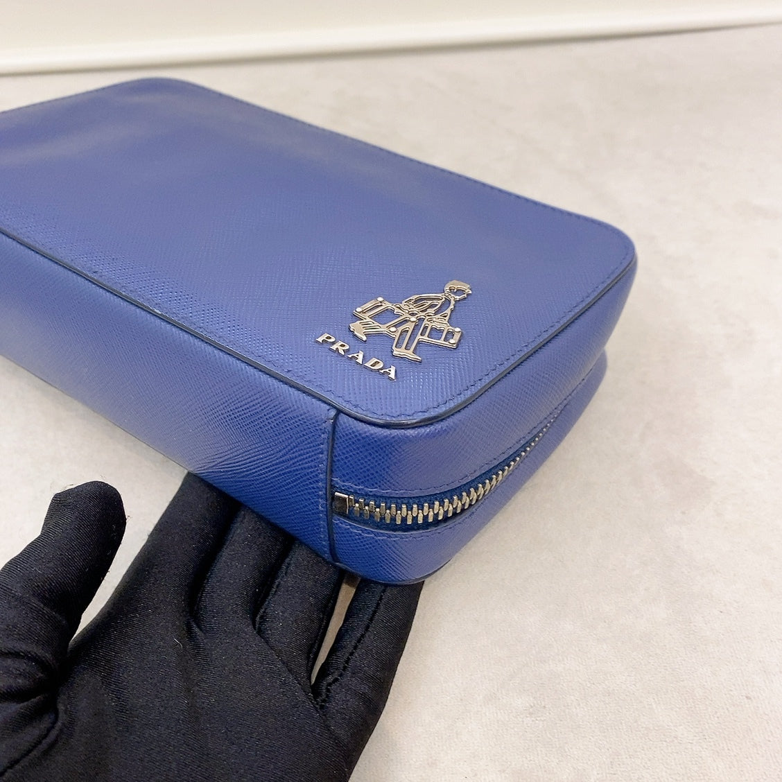 Prada Saffiano Blue Clutch