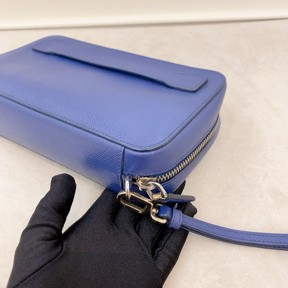 Prada Saffiano Blue Clutch