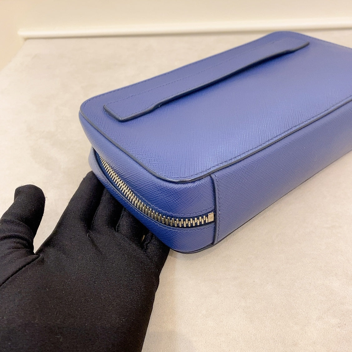 Prada Saffiano Blue Clutch