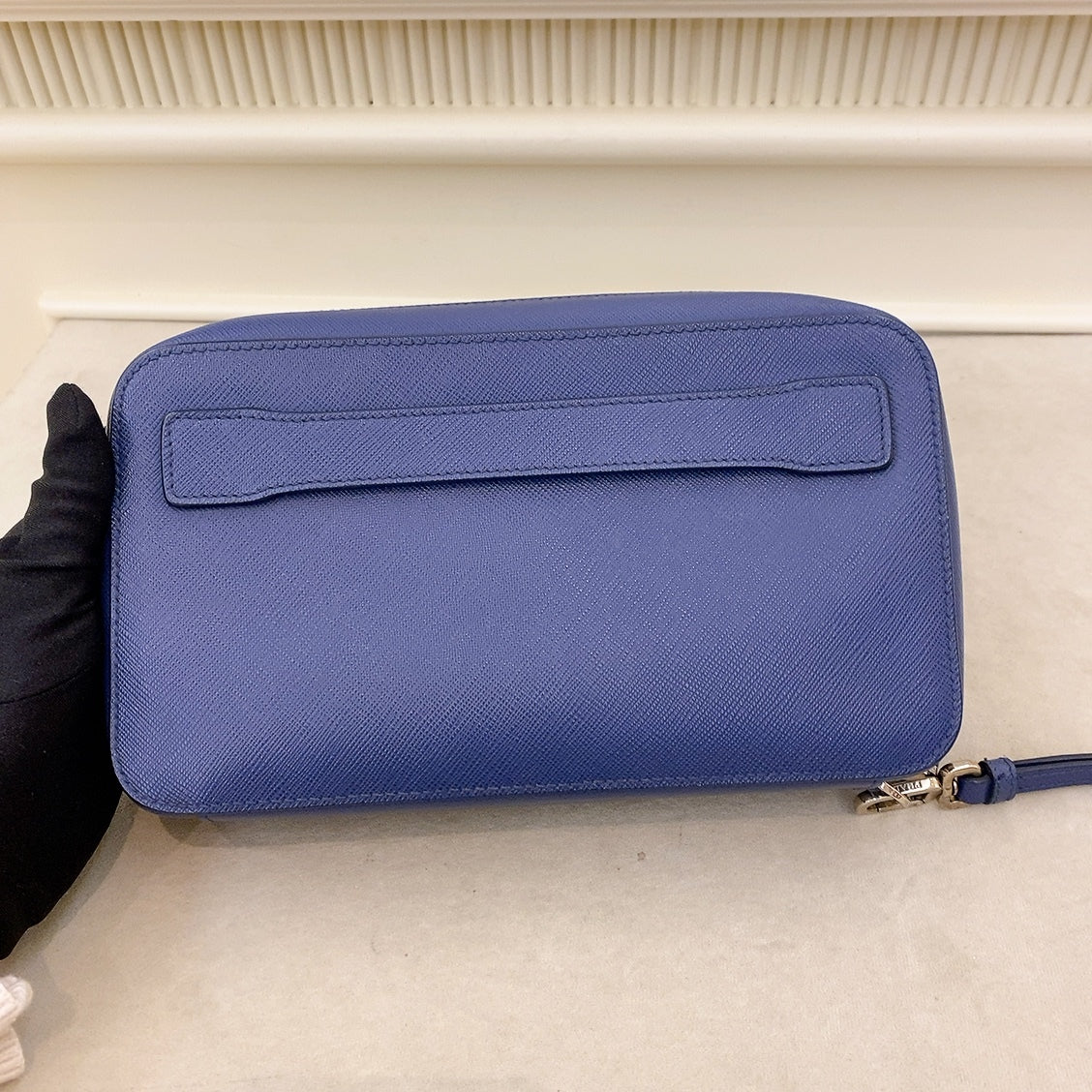 Prada Saffiano Blue Clutch