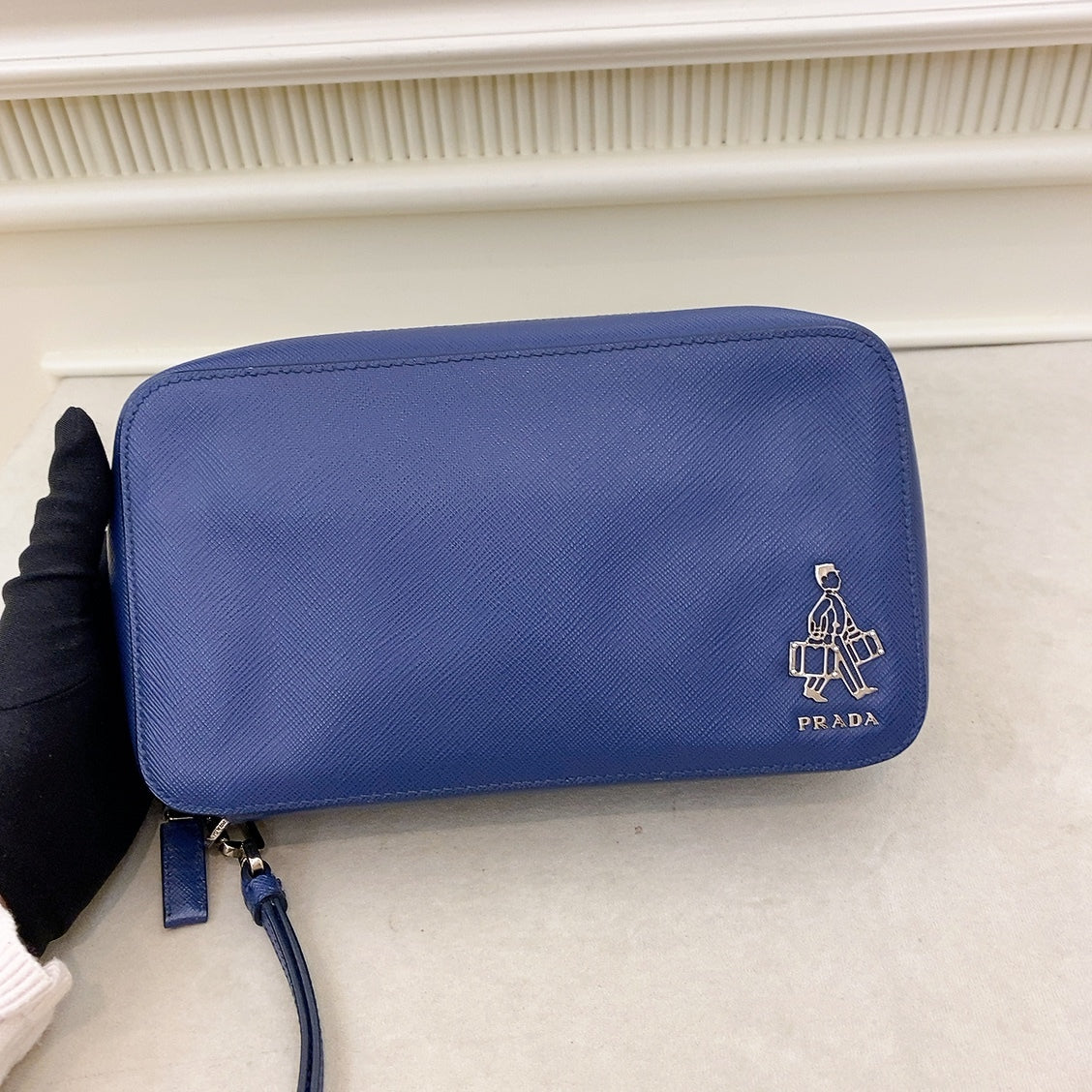 Prada Saffiano Blue Clutch