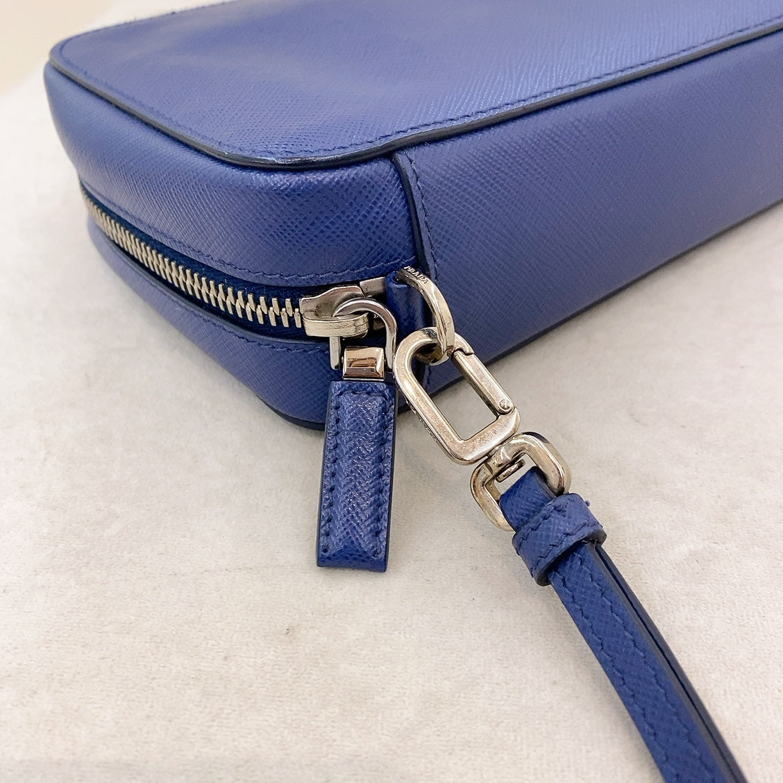 Prada Saffiano Blue Clutch