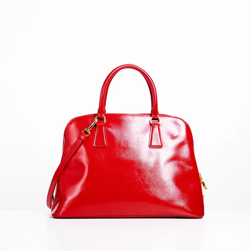 Prada Promenade Saffiano Satchel in Red