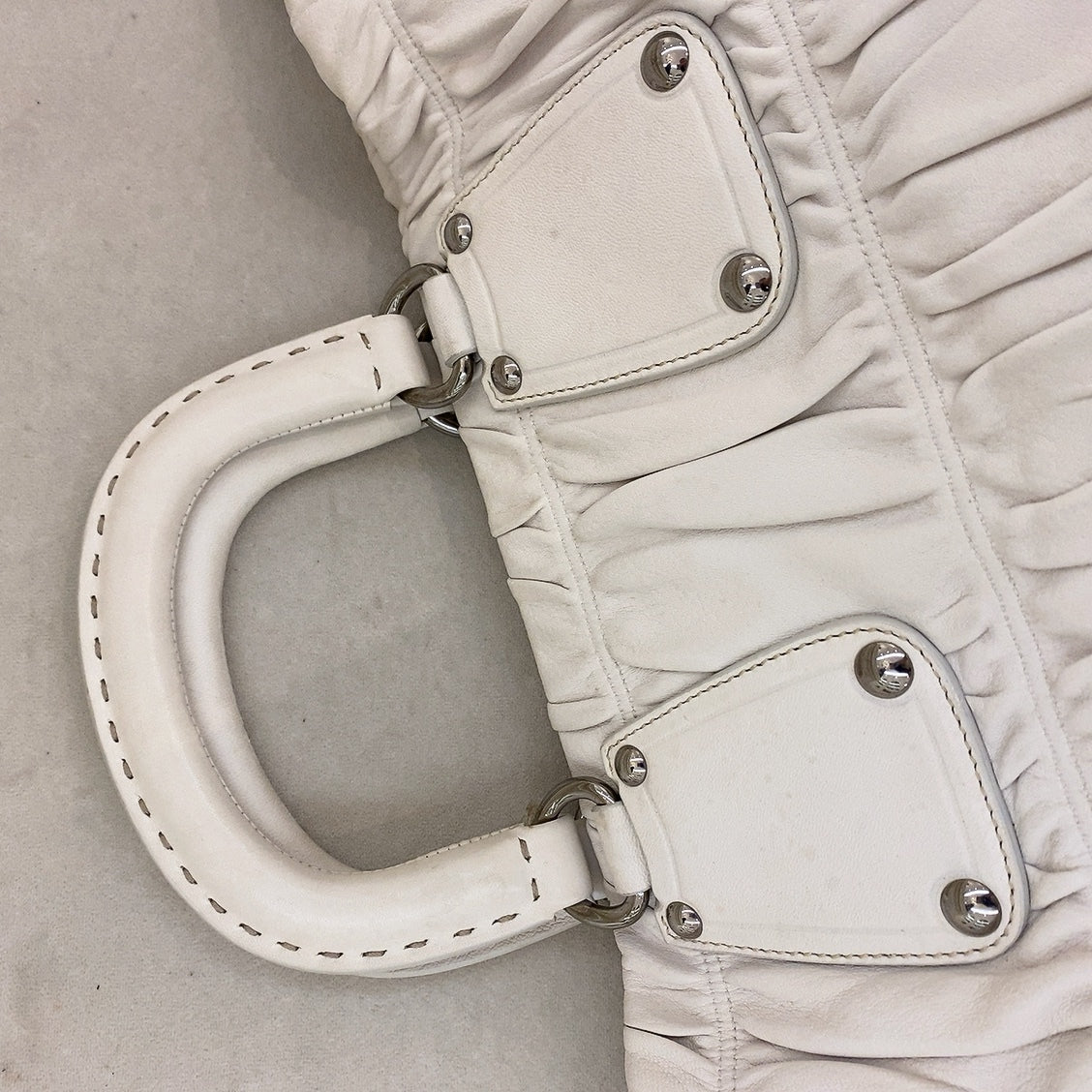 Prada Nappa Gaufre Tote in White