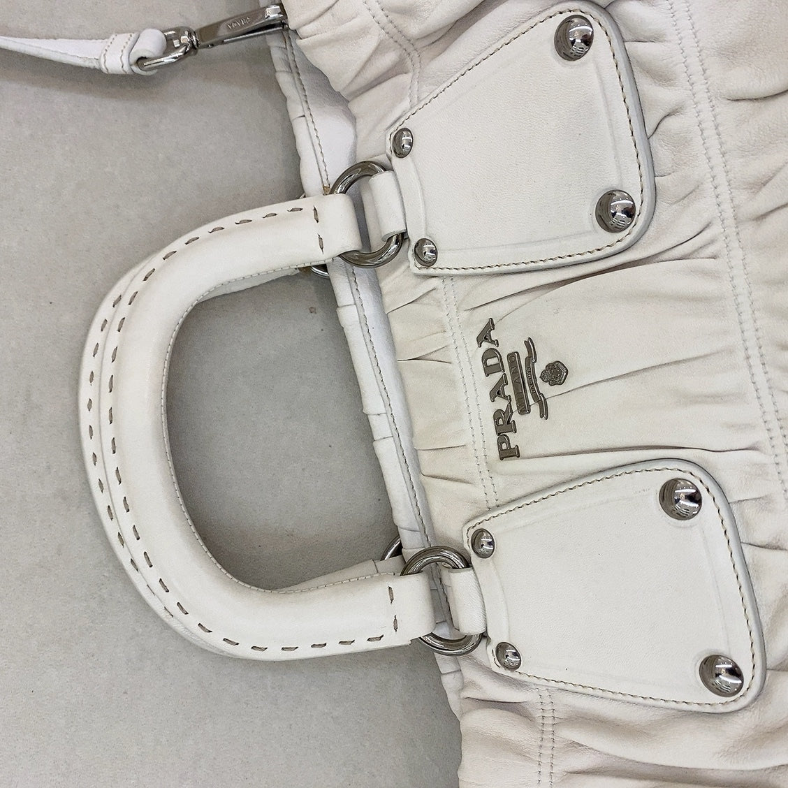 Prada Nappa Gaufre Tote in White