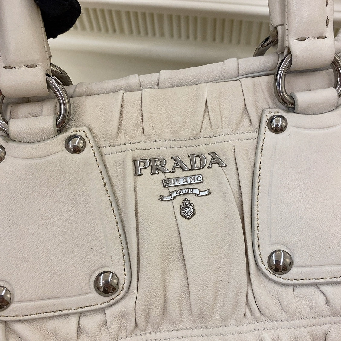 Prada Nappa Gaufre Tote in White