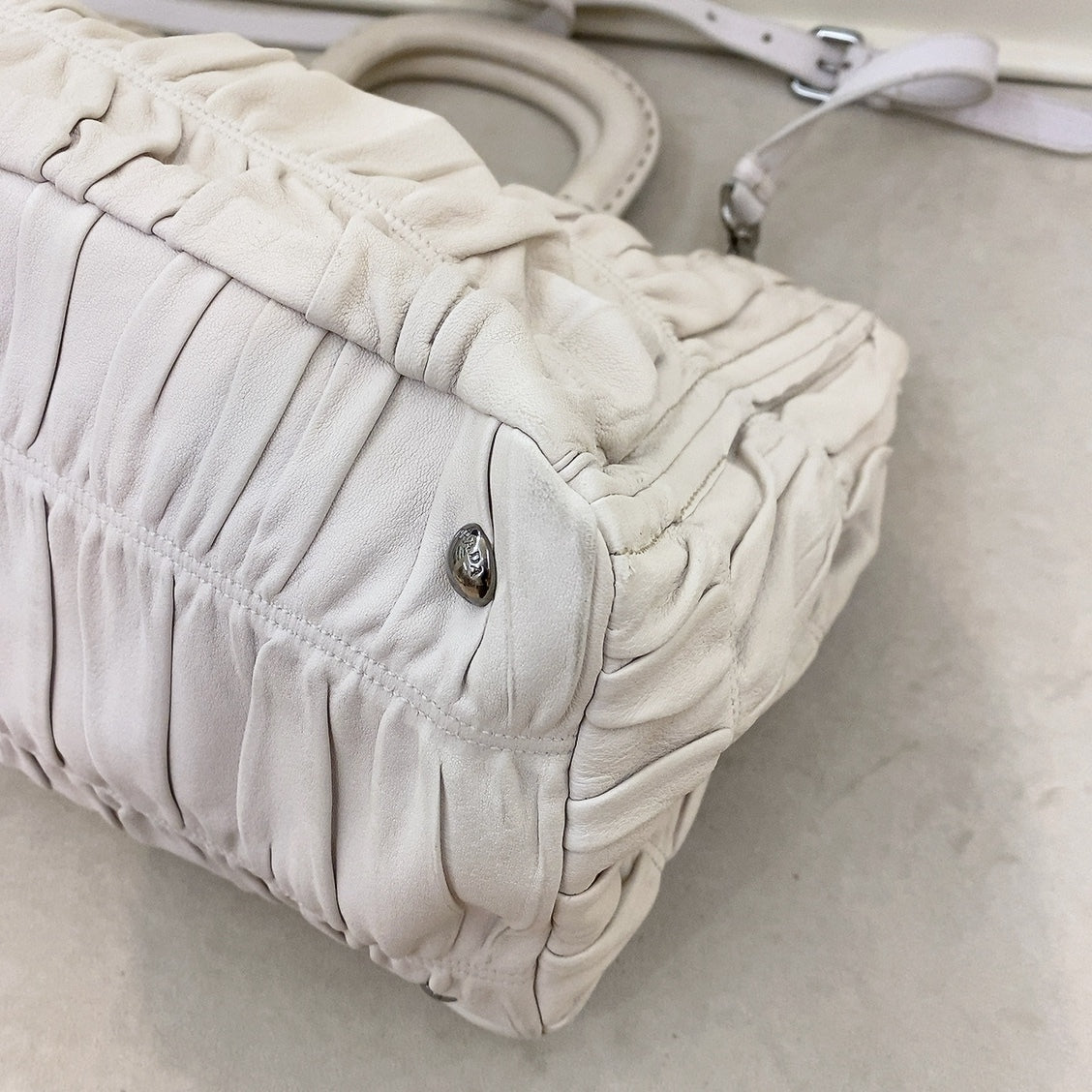 Prada Nappa Gaufre Tote in White