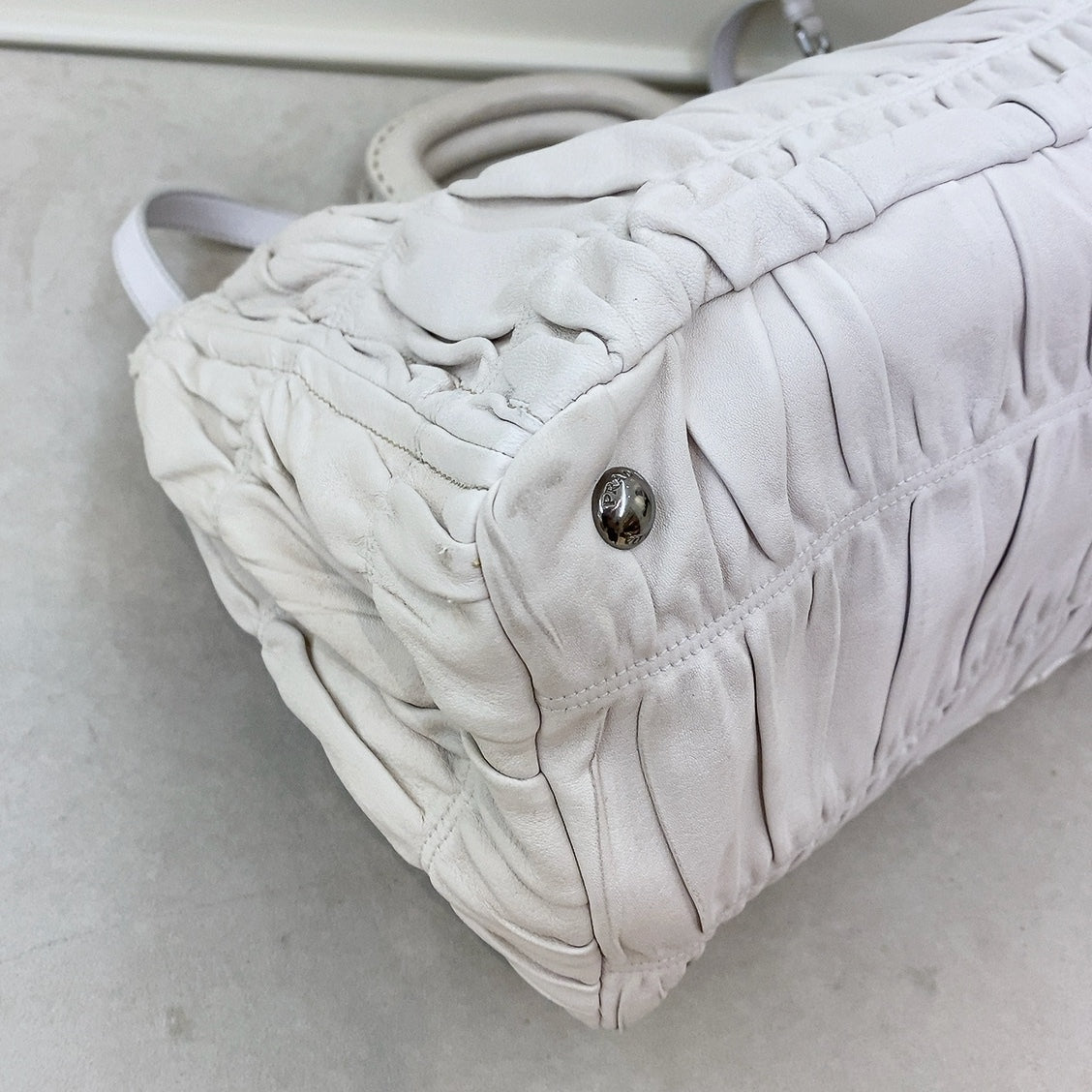 Prada Nappa Gaufre Tote in White