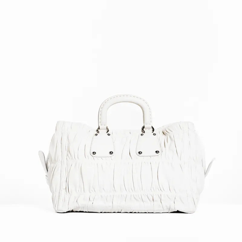 Prada Nappa Gaufre Tote in White