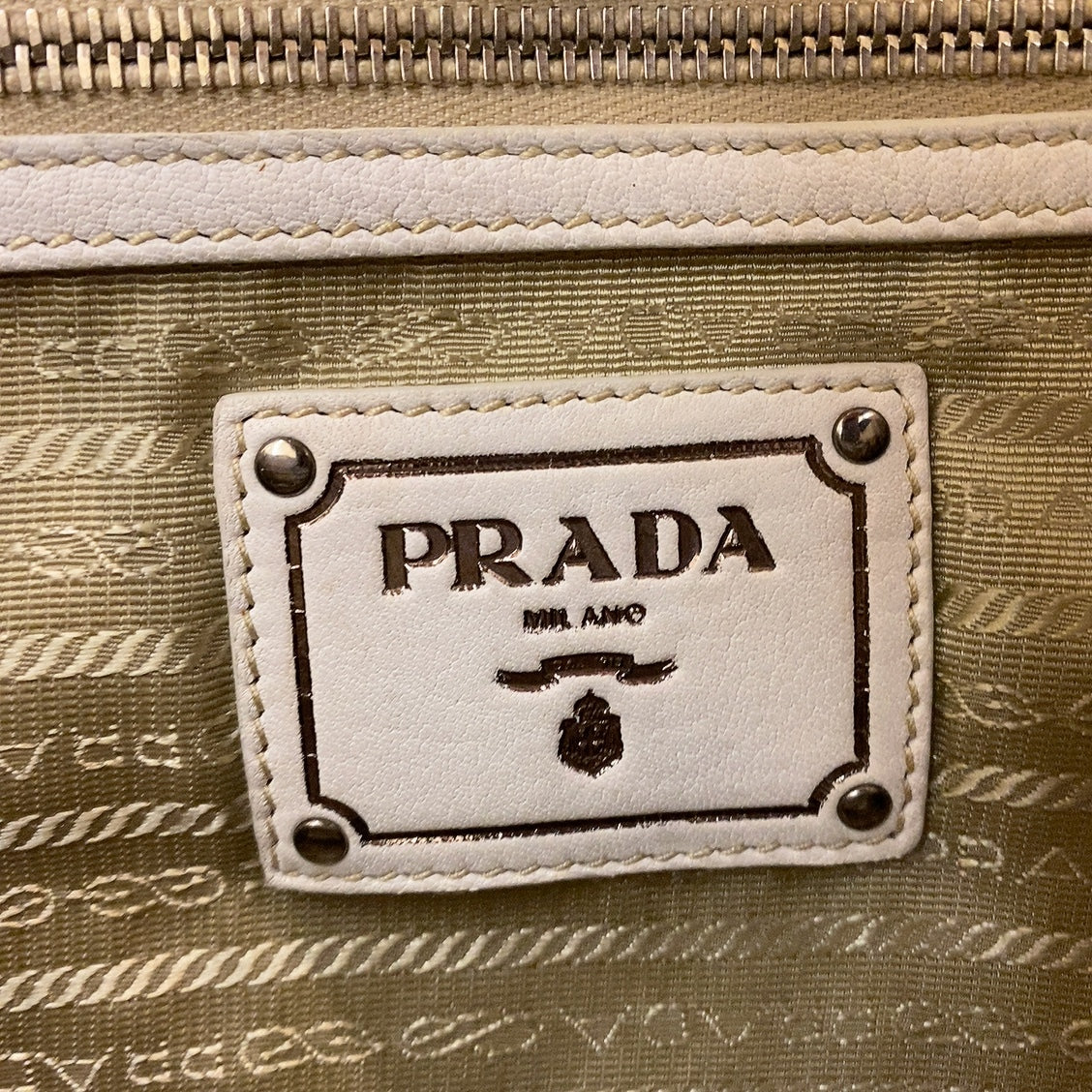 Prada Nappa Gaufre Tote in White