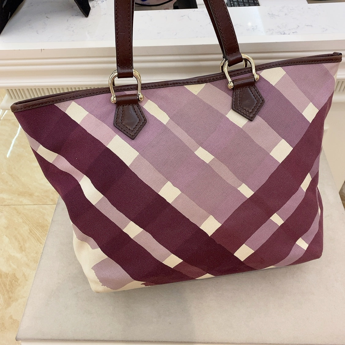 Burberry tote cheap bag purple