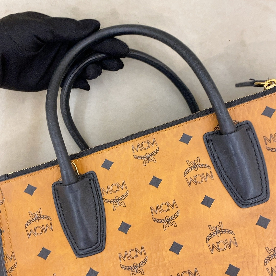 MCM Tote Bag Visetos with Double Zip