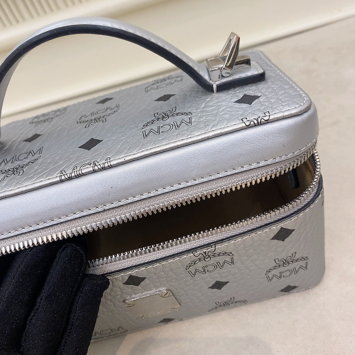 MCM Metallic Visetos Vanity in Silver