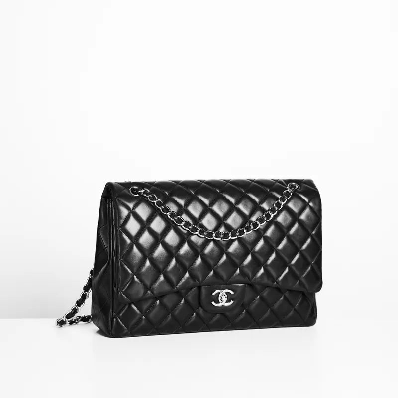 Chanel Maxi Lambskin Classic Single Flap Bag in Black SHW