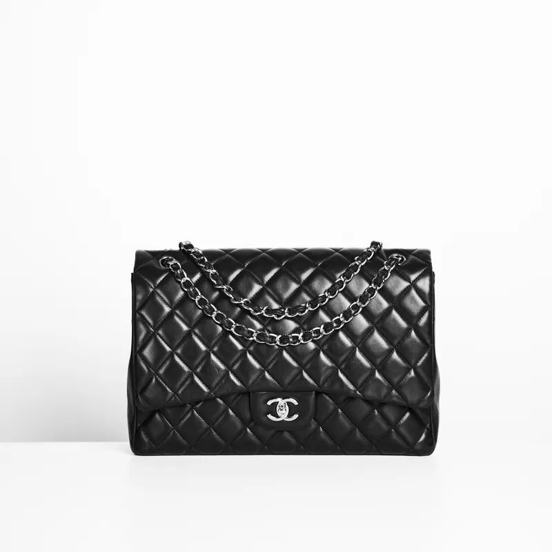 Chanel Maxi Lambskin Classic Single Flap Bag in Black SHW