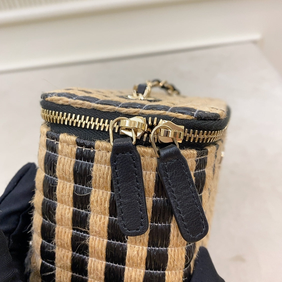 Chanel Vanity Raffia Jute Straw Chain Bag