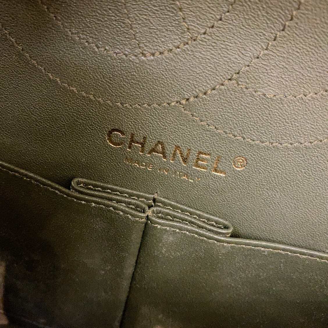 Chanel Chevron Medium Classic Double Flap Bag In Dark Green