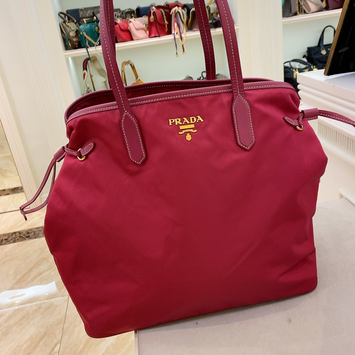 Prada Pink Nylon Tote Bag