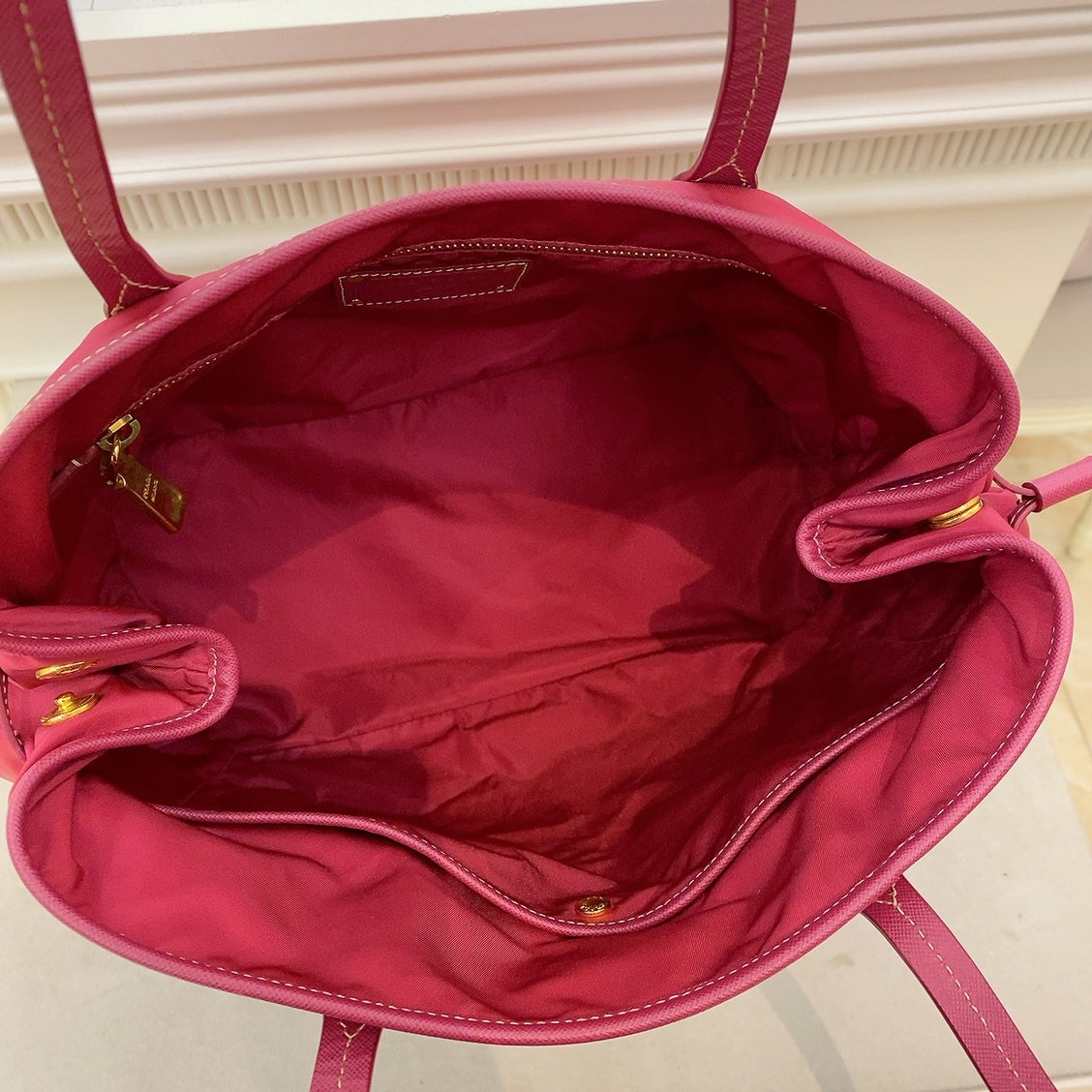 Prada Pink Nylon Tote Bag