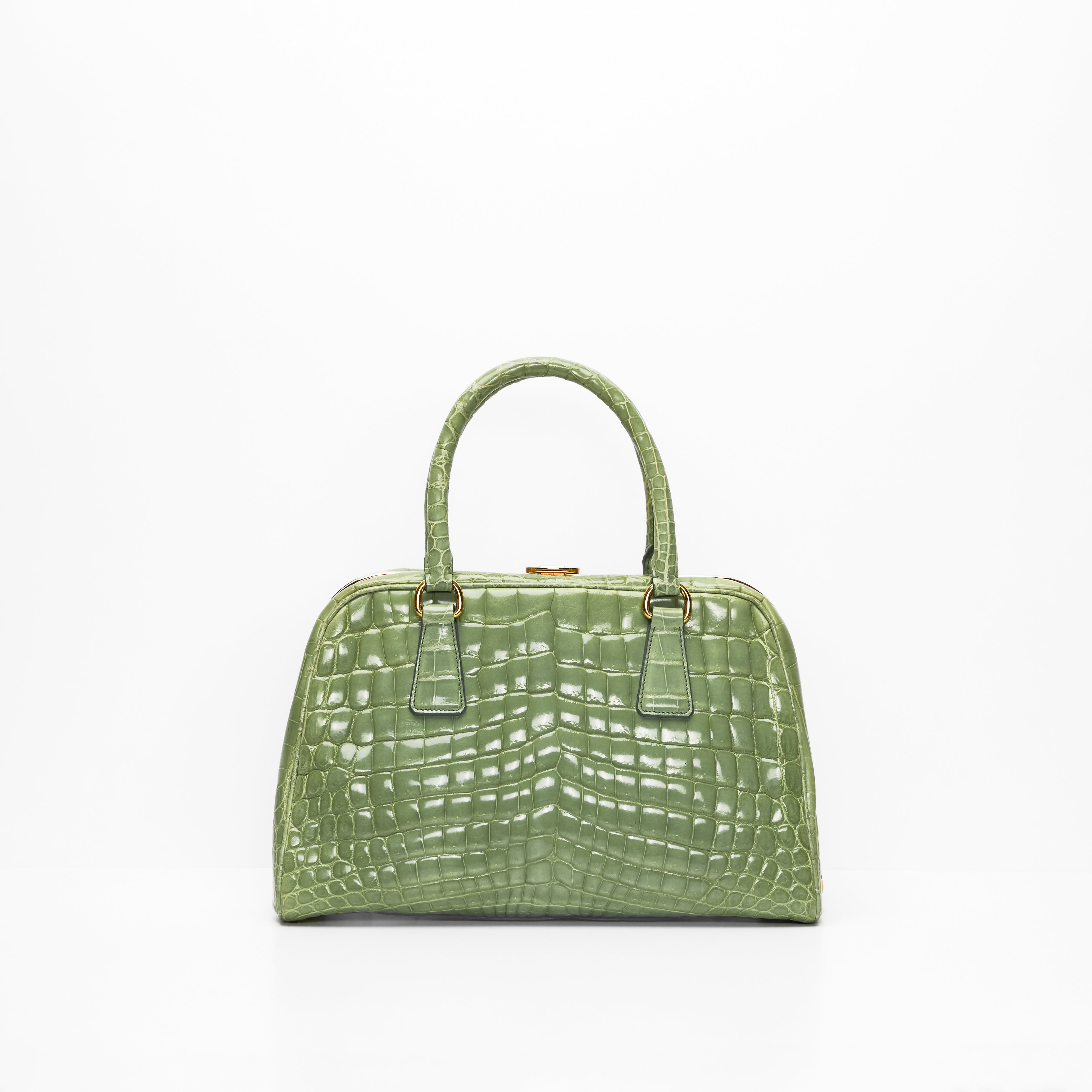 Prada green cheap crocodile bag