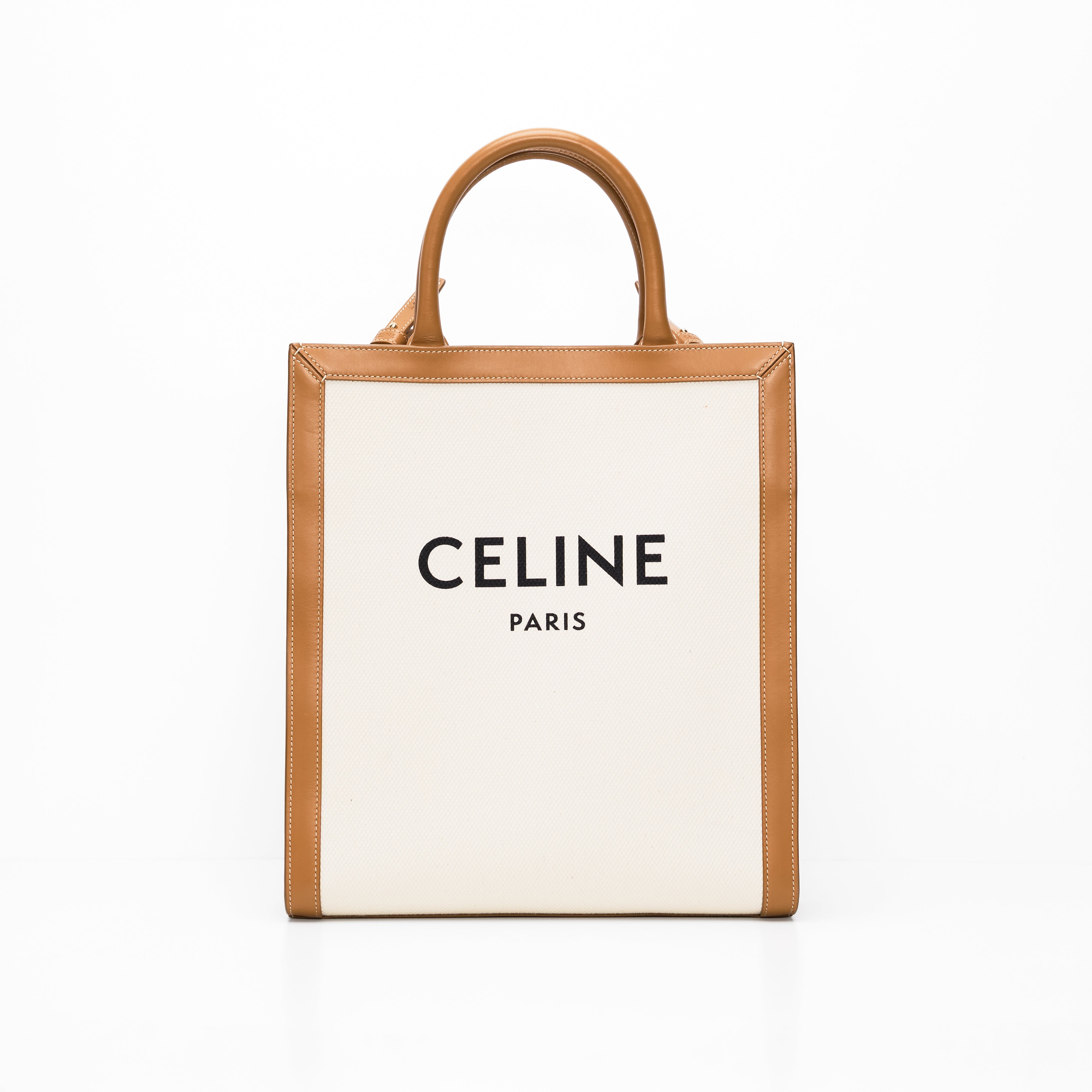 Celine Vertical Cabas Tote Bag Canvas 2Way White