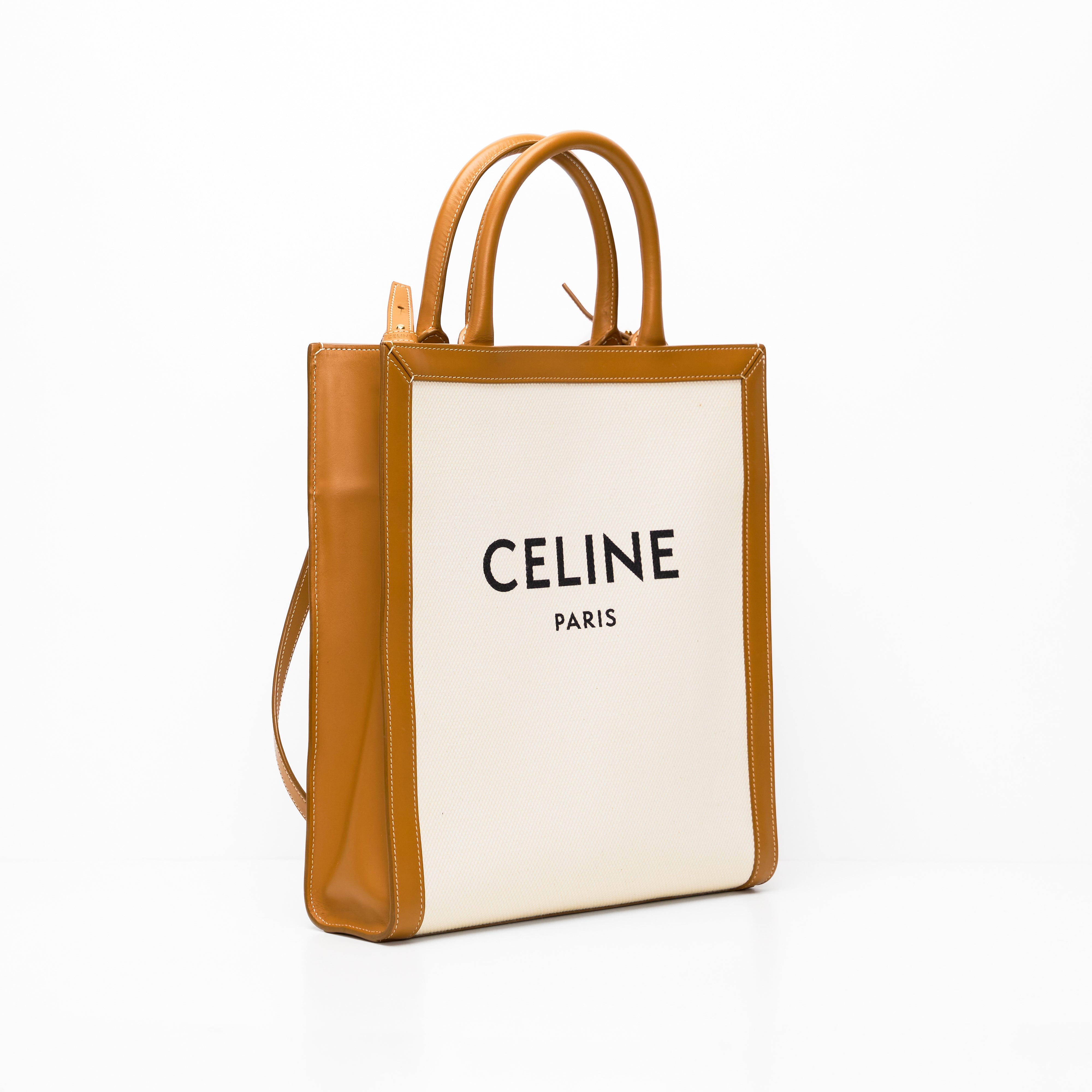 Celine Vertical Cabas Tote Bag Canvas 2Way White