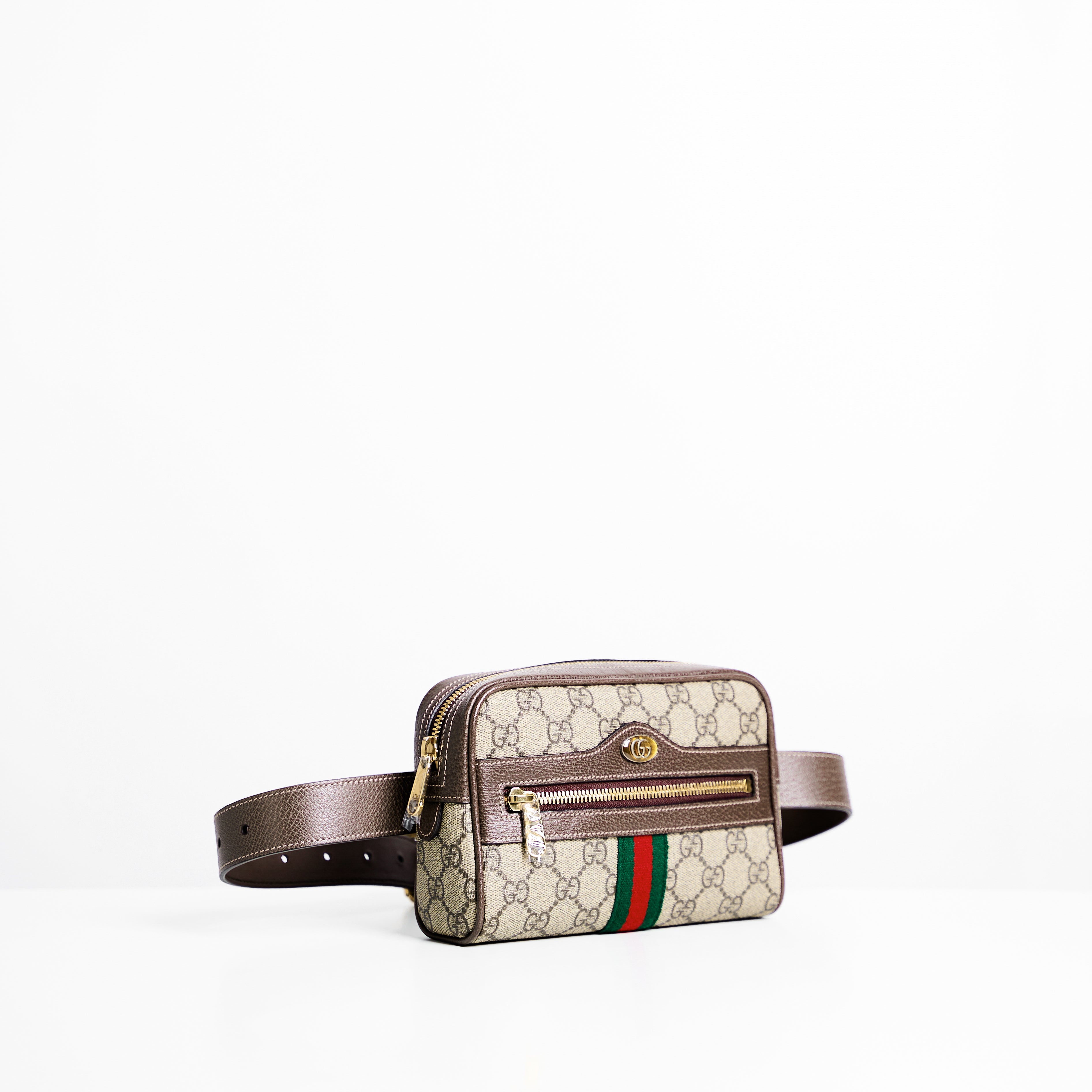 Gucci Brown Mini GG Supreme Ophidia Belt Bag
