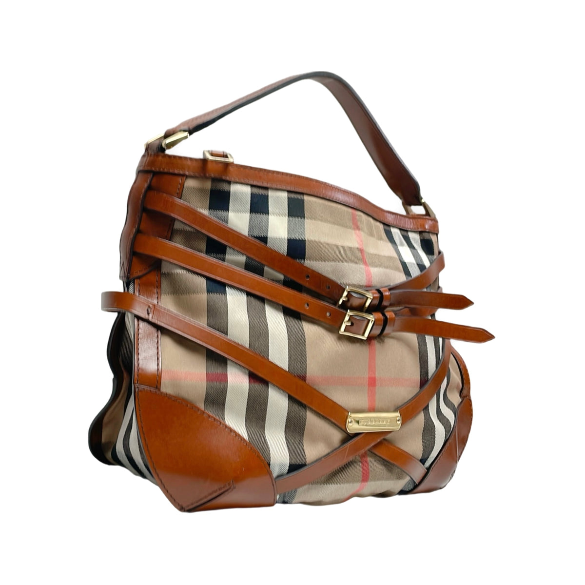 BURBERRY HOUSE CHECK BRIDLE DUTTON HOBO BAG