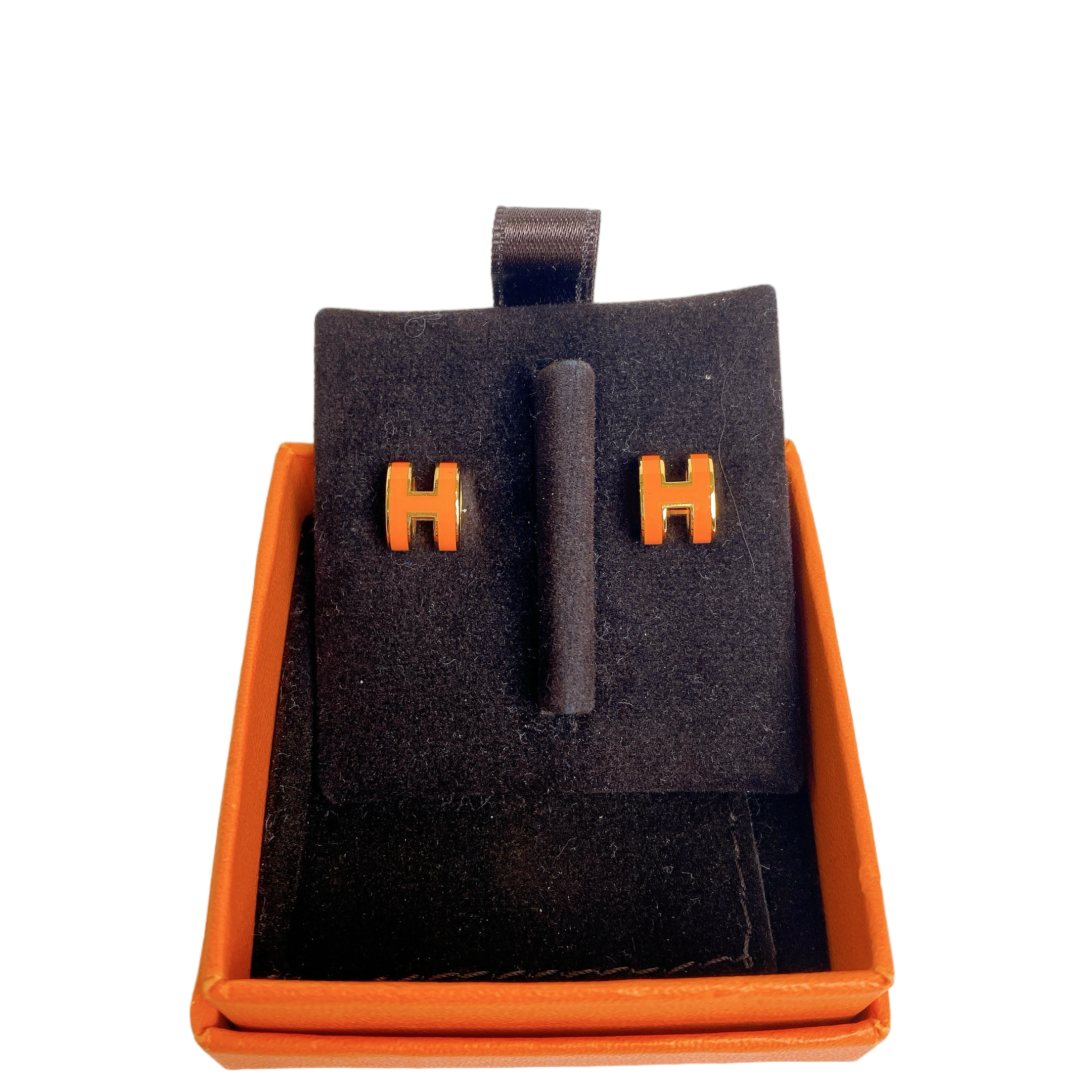 HERMES EARRING MINI POP H IN ORANGE