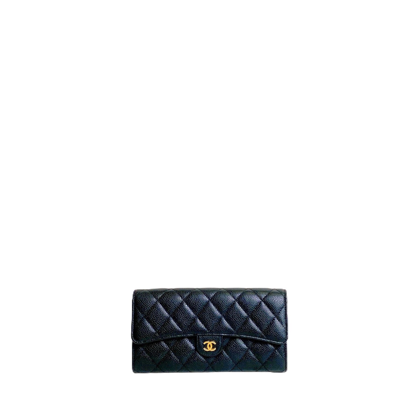 CHANEL CAVIAR LONG WALLET BLACK