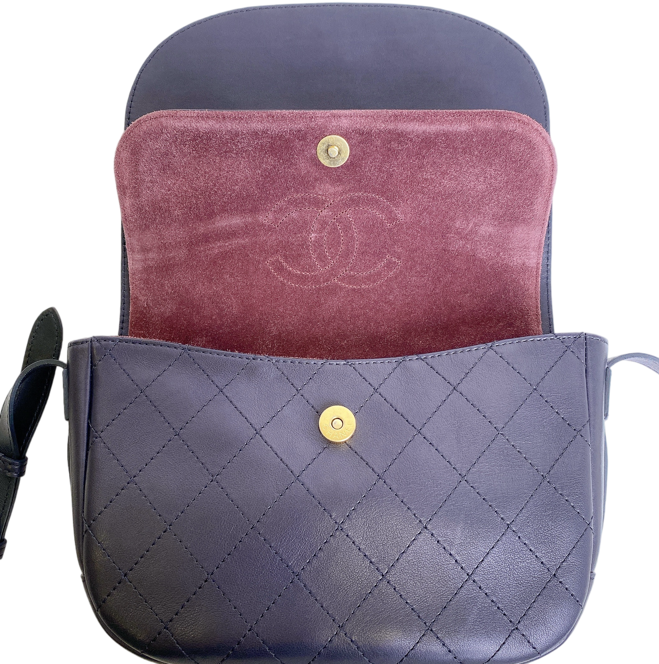 CHANEL CC BLACK SADDLE TYPE MESSENGER