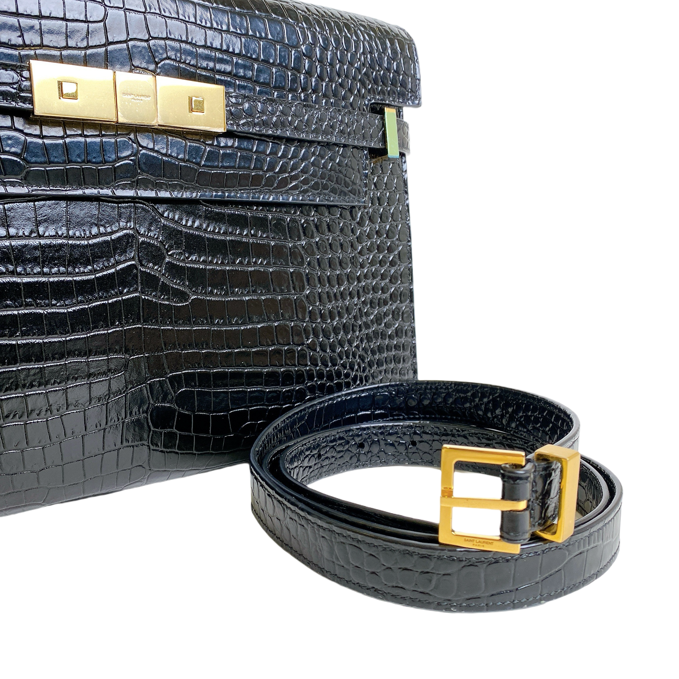 YSL MANHATTAN IN CROCODILE EMBOSSED