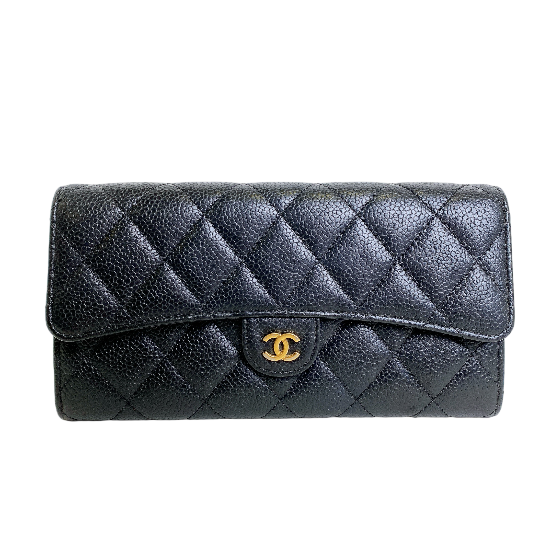 CHANEL CAVIAR LONG WALLET BLACK