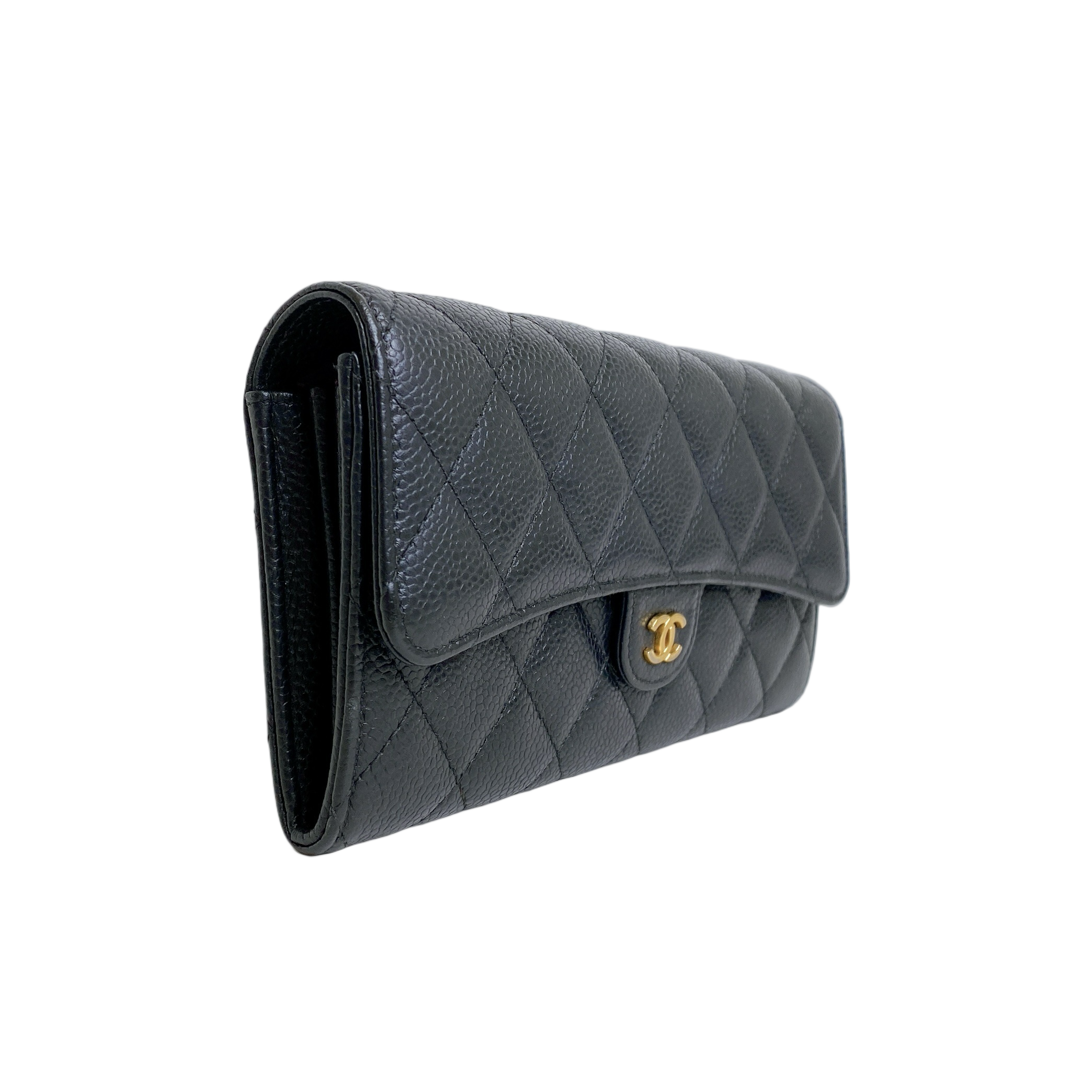 CHANEL CAVIAR LONG WALLET BLACK