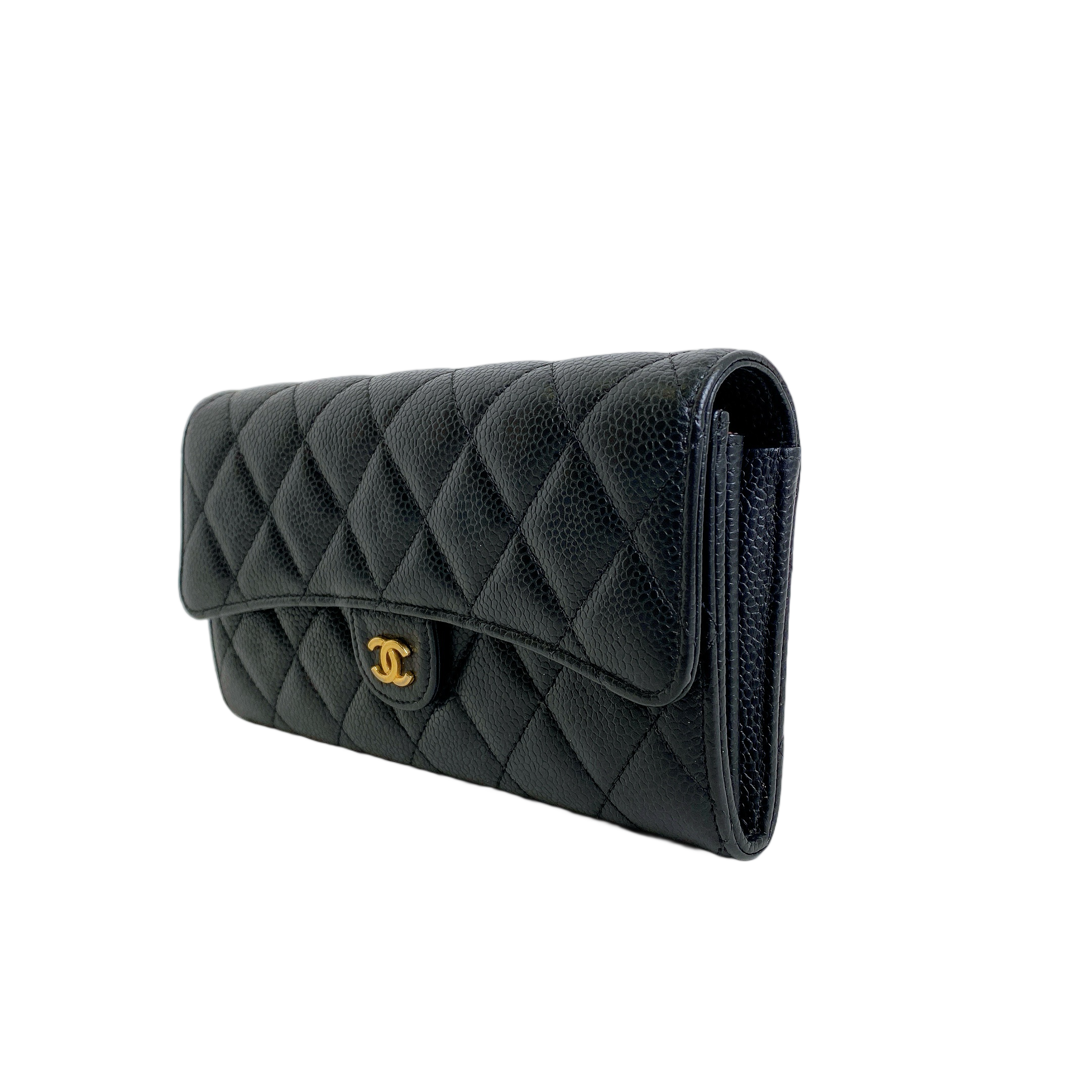 CHANEL CAVIAR LONG WALLET BLACK