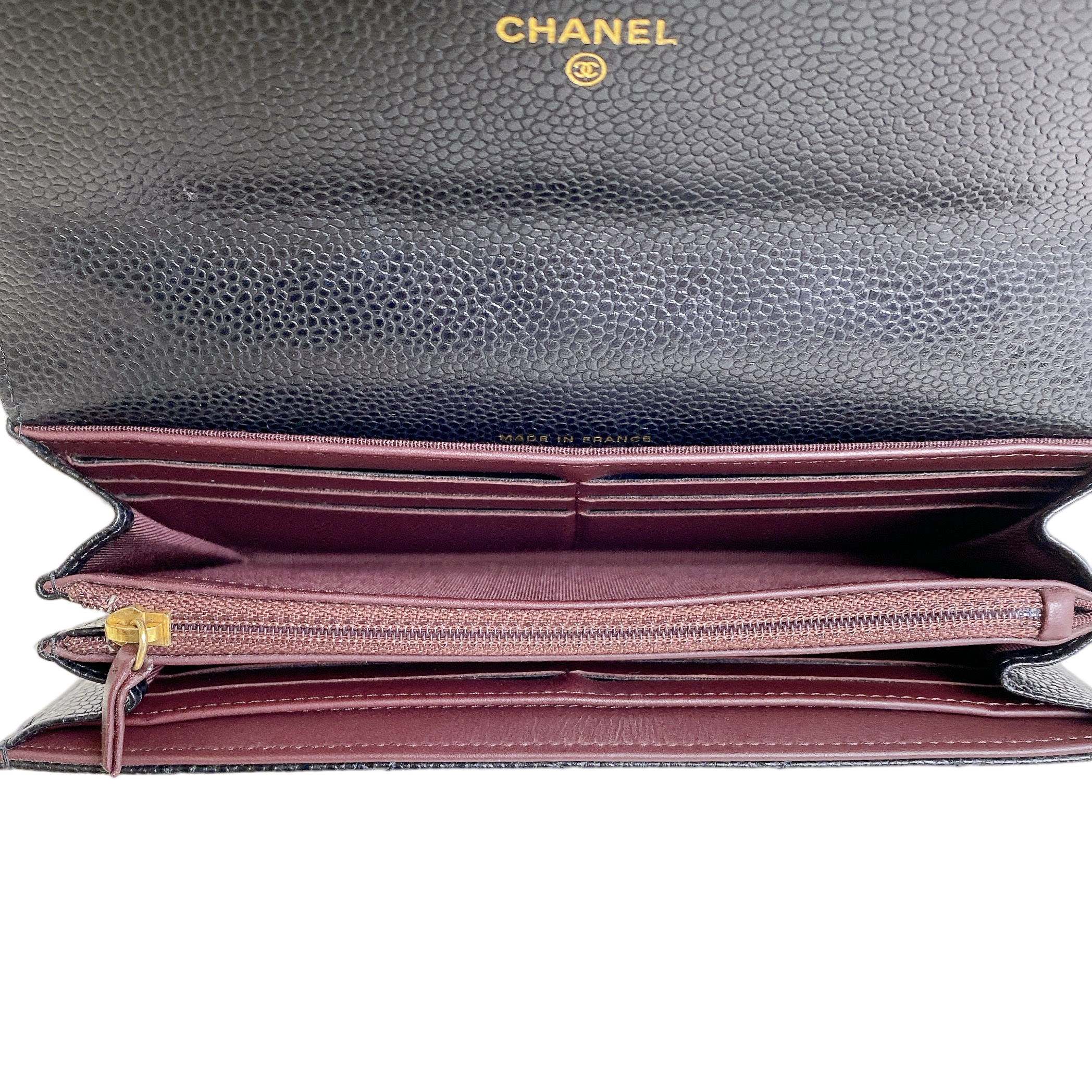 CHANEL CAVIAR LONG WALLET BLACK