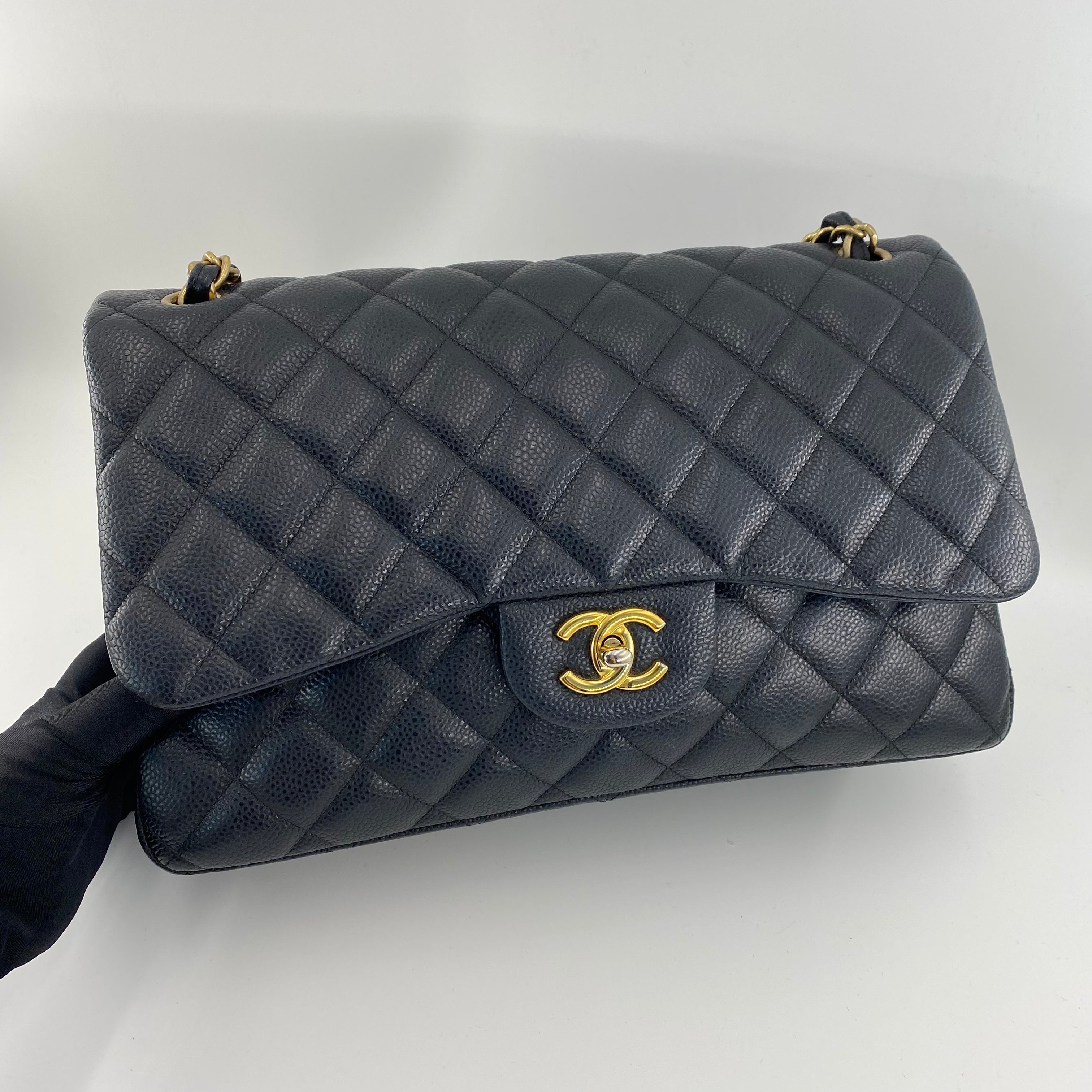 Chanel Caviar Jumbo Double Flap In Black GHW