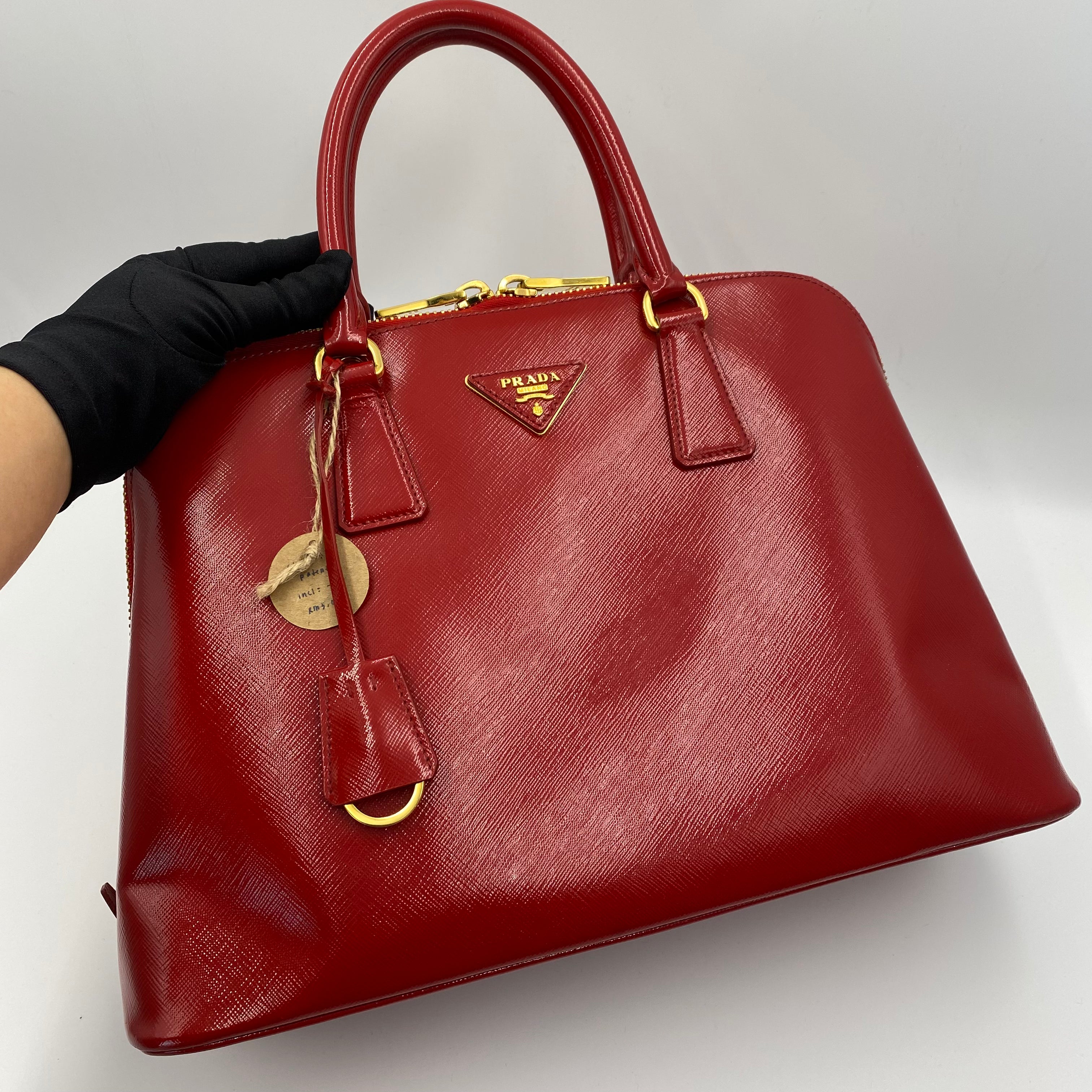 Prada Promenade Saffiano Satchel in Red