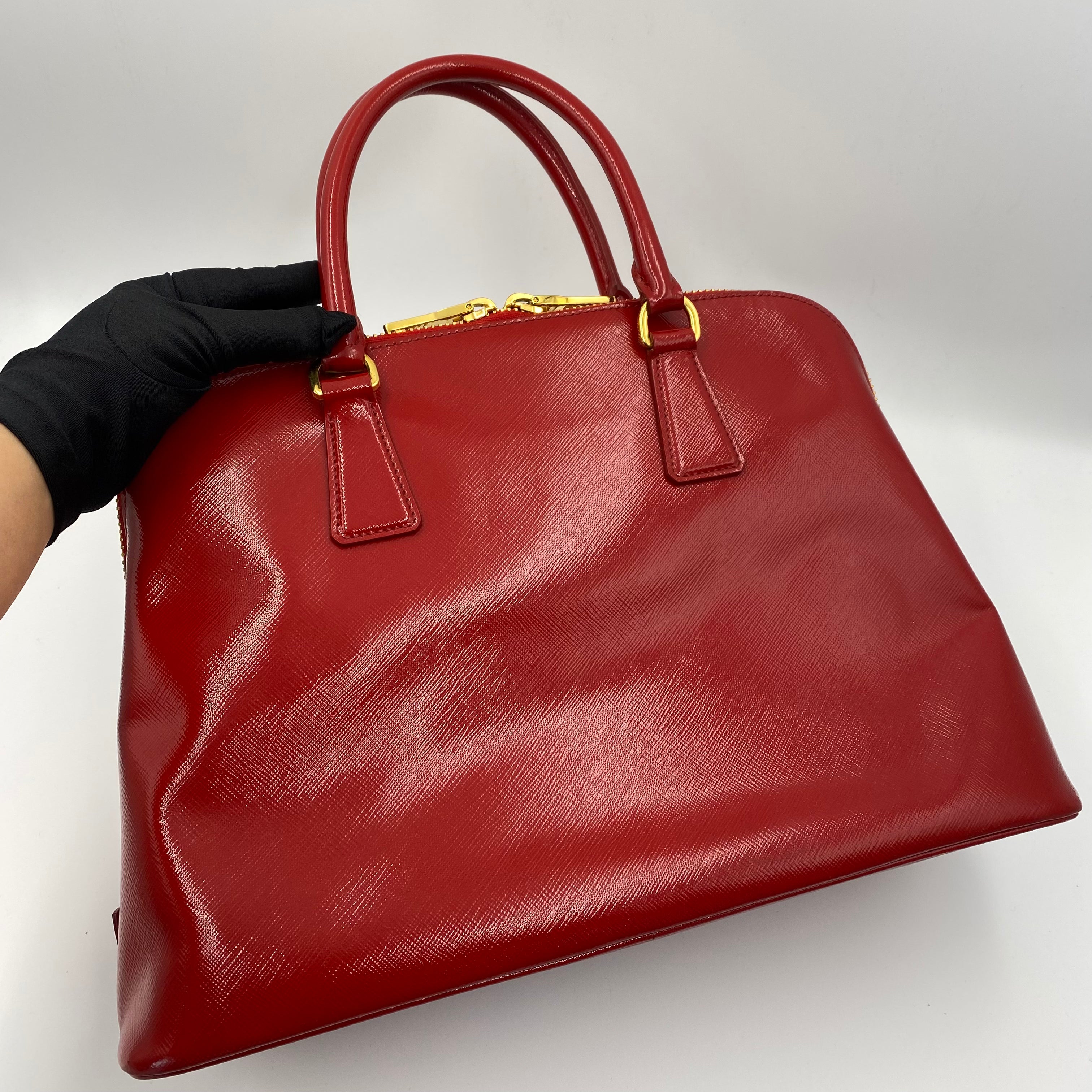 Prada Promenade Saffiano Satchel in Red