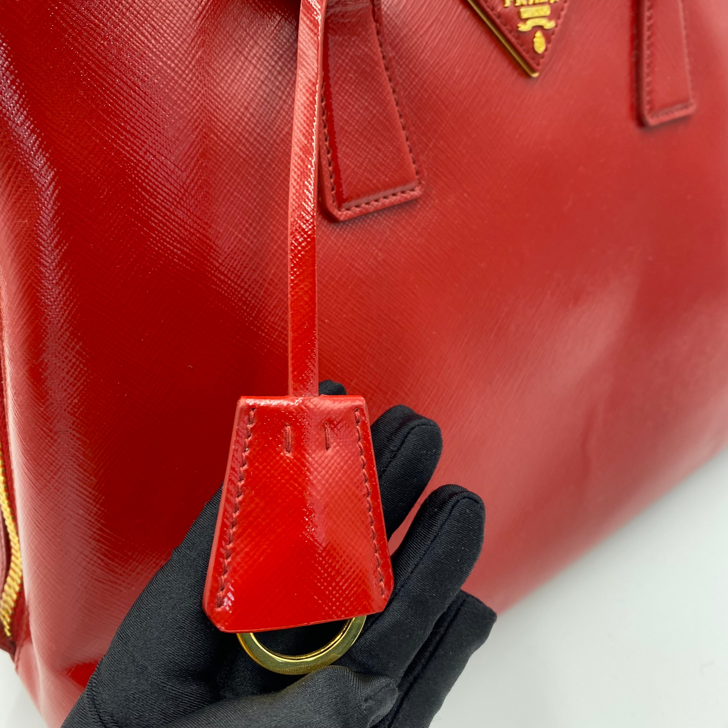 Prada Promenade Saffiano Satchel in Red