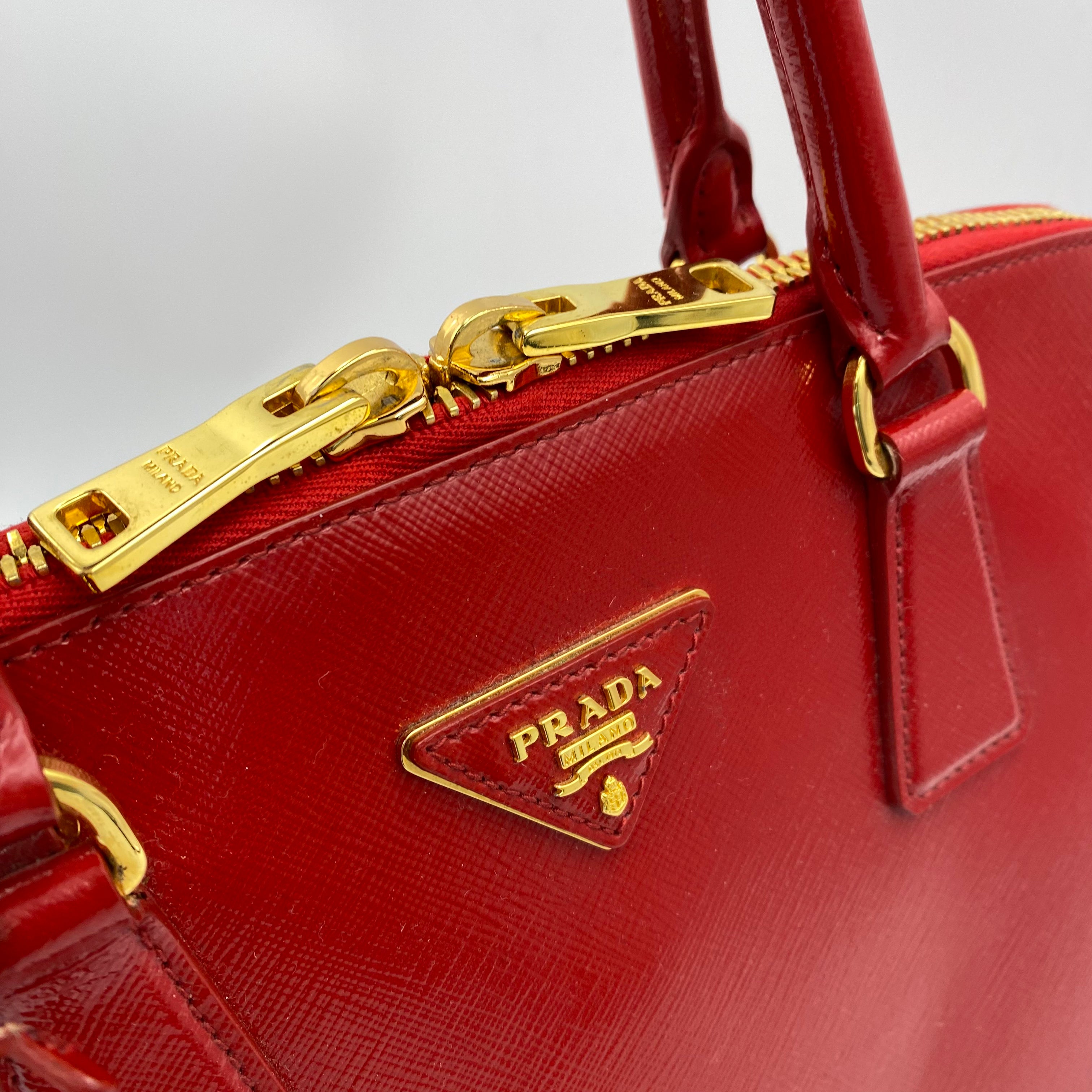 Prada Promenade Saffiano Satchel in Red