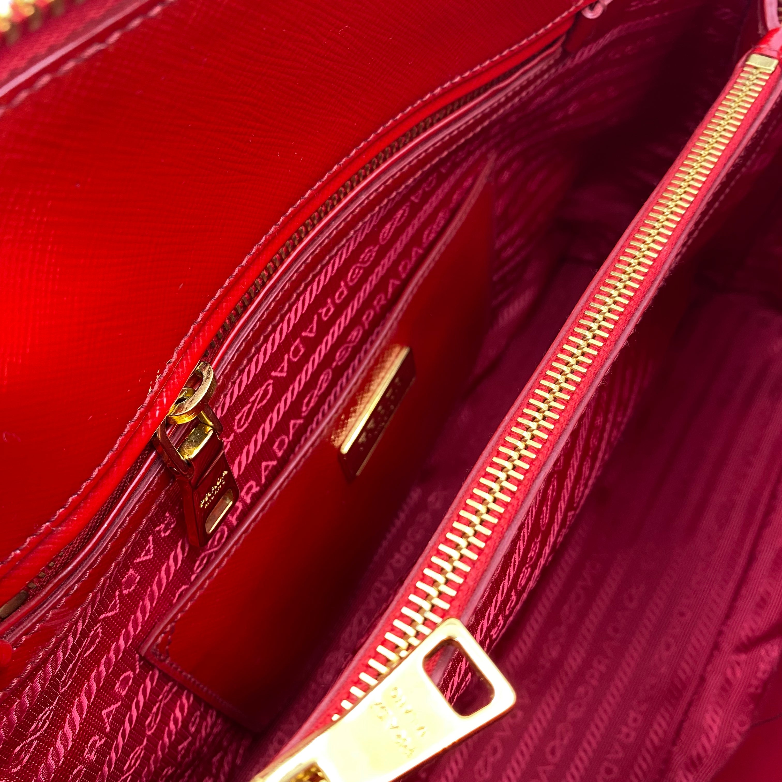 Prada Promenade Saffiano Satchel in Red