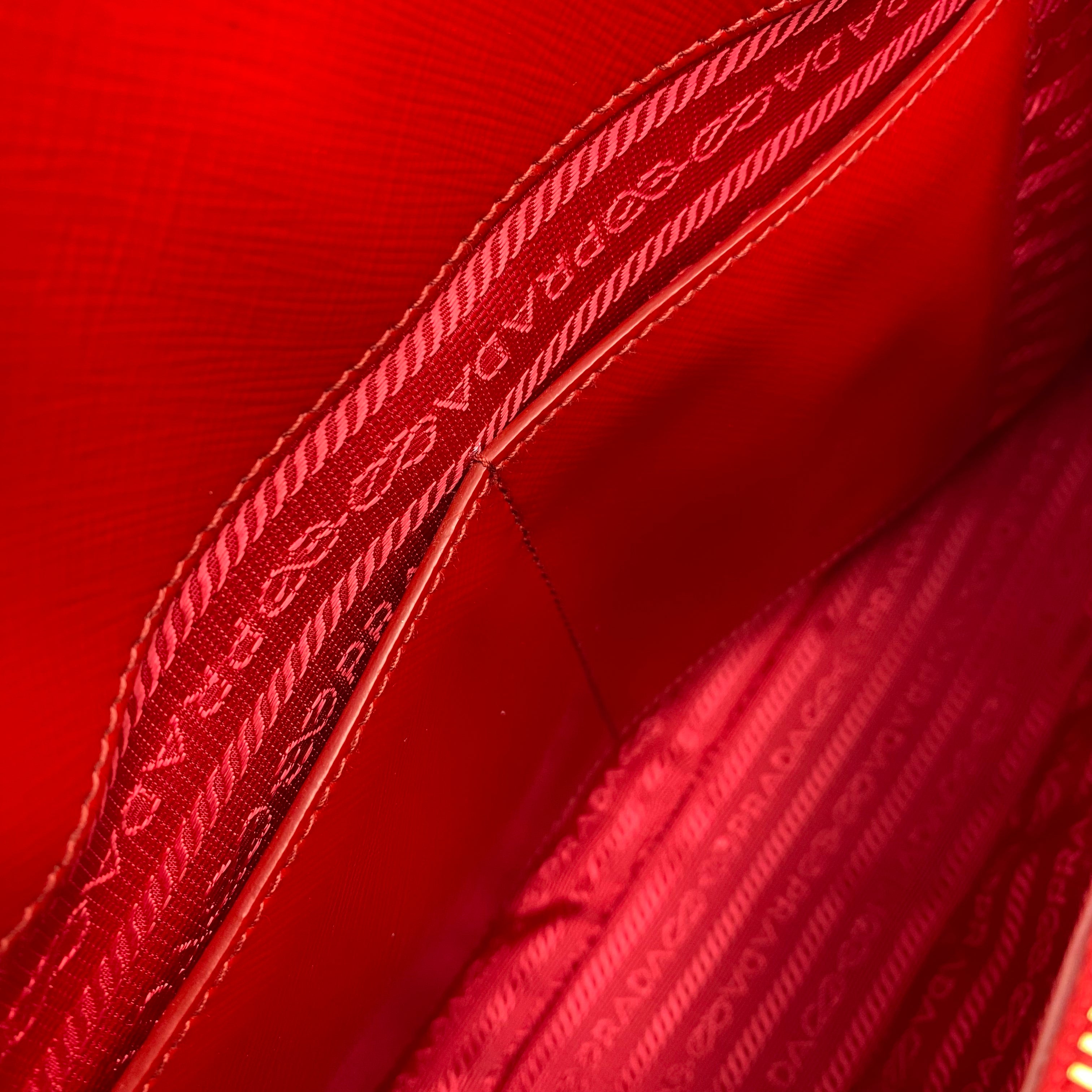 Prada Promenade Saffiano Satchel in Red