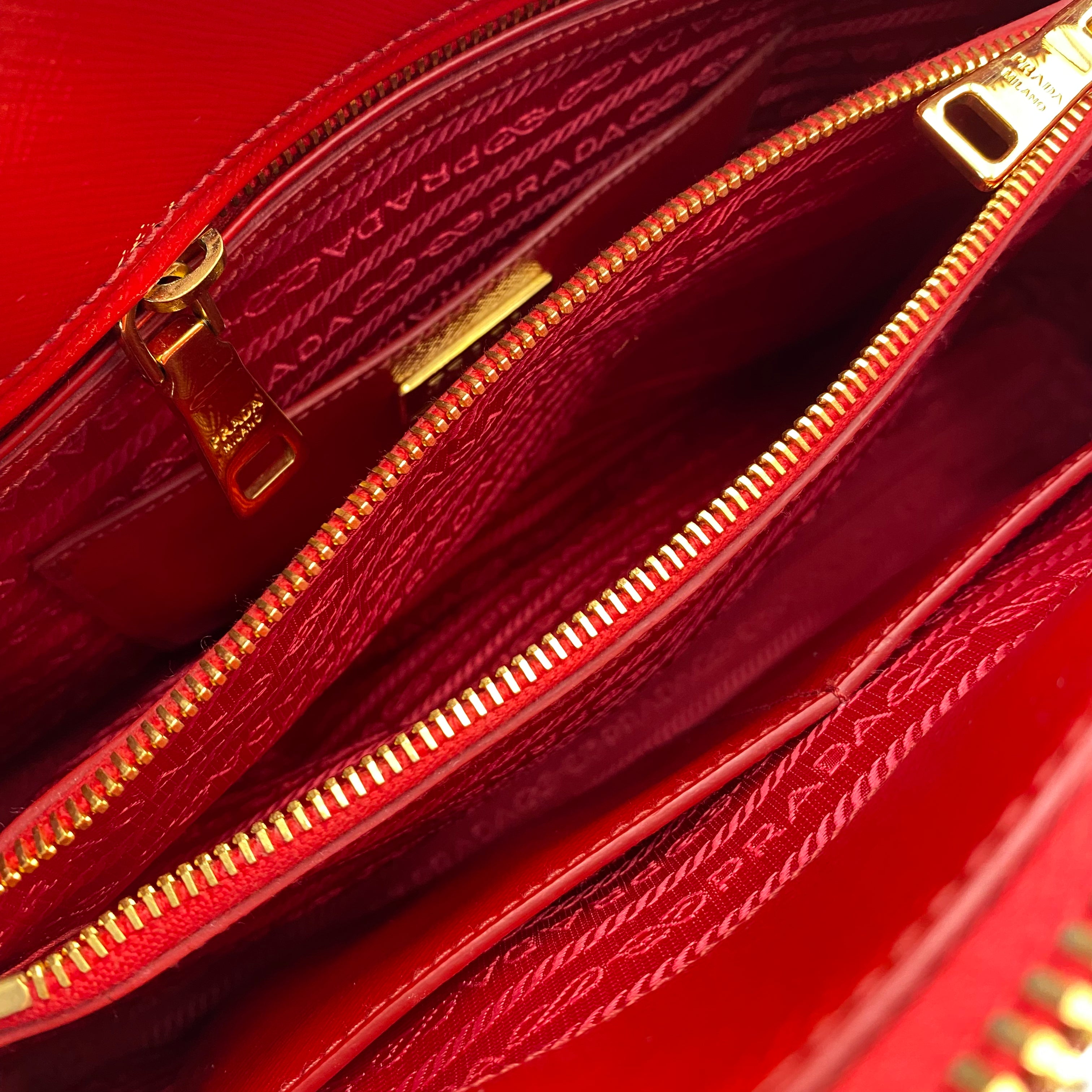 Prada Promenade Saffiano Satchel in Red