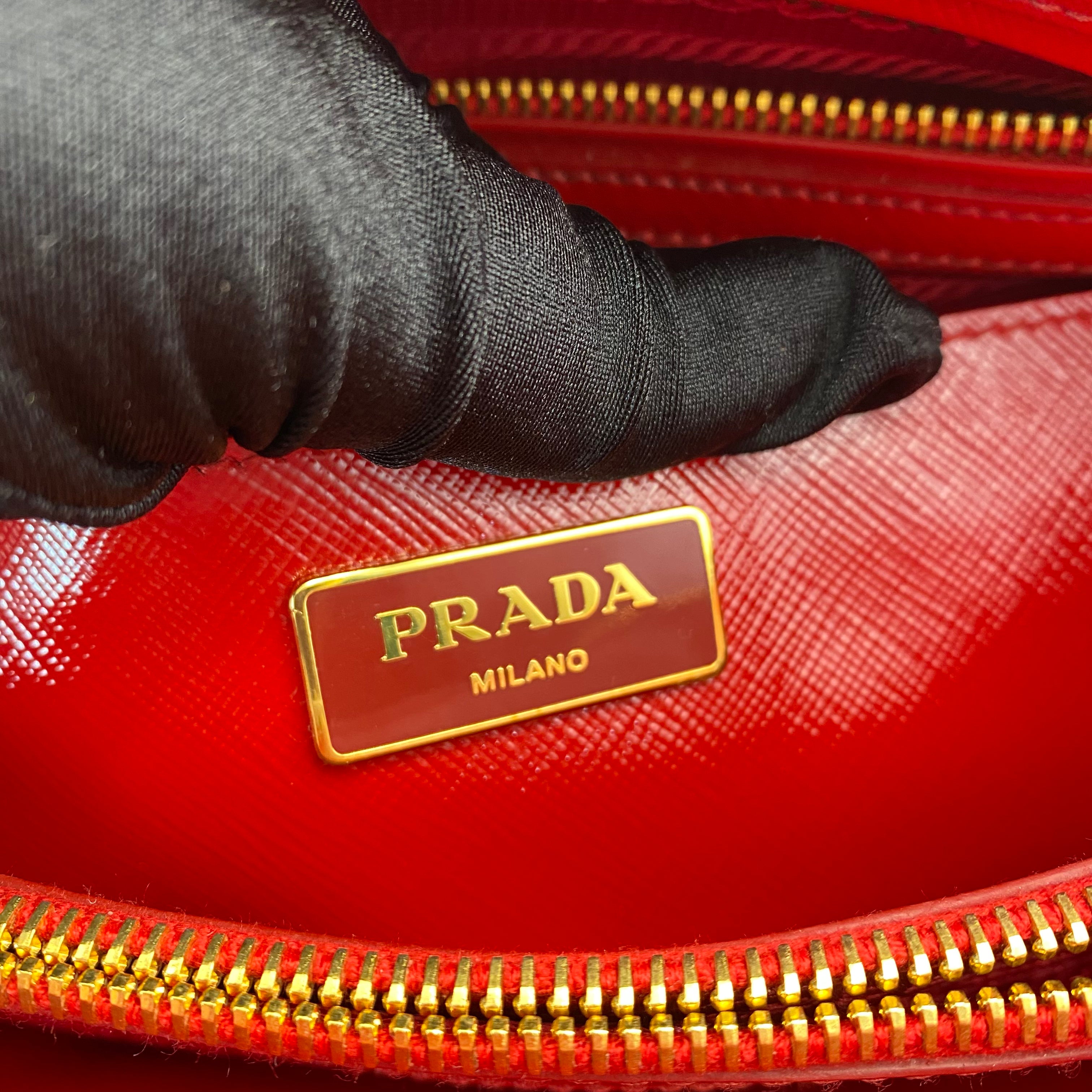 Prada Promenade Saffiano Satchel in Red