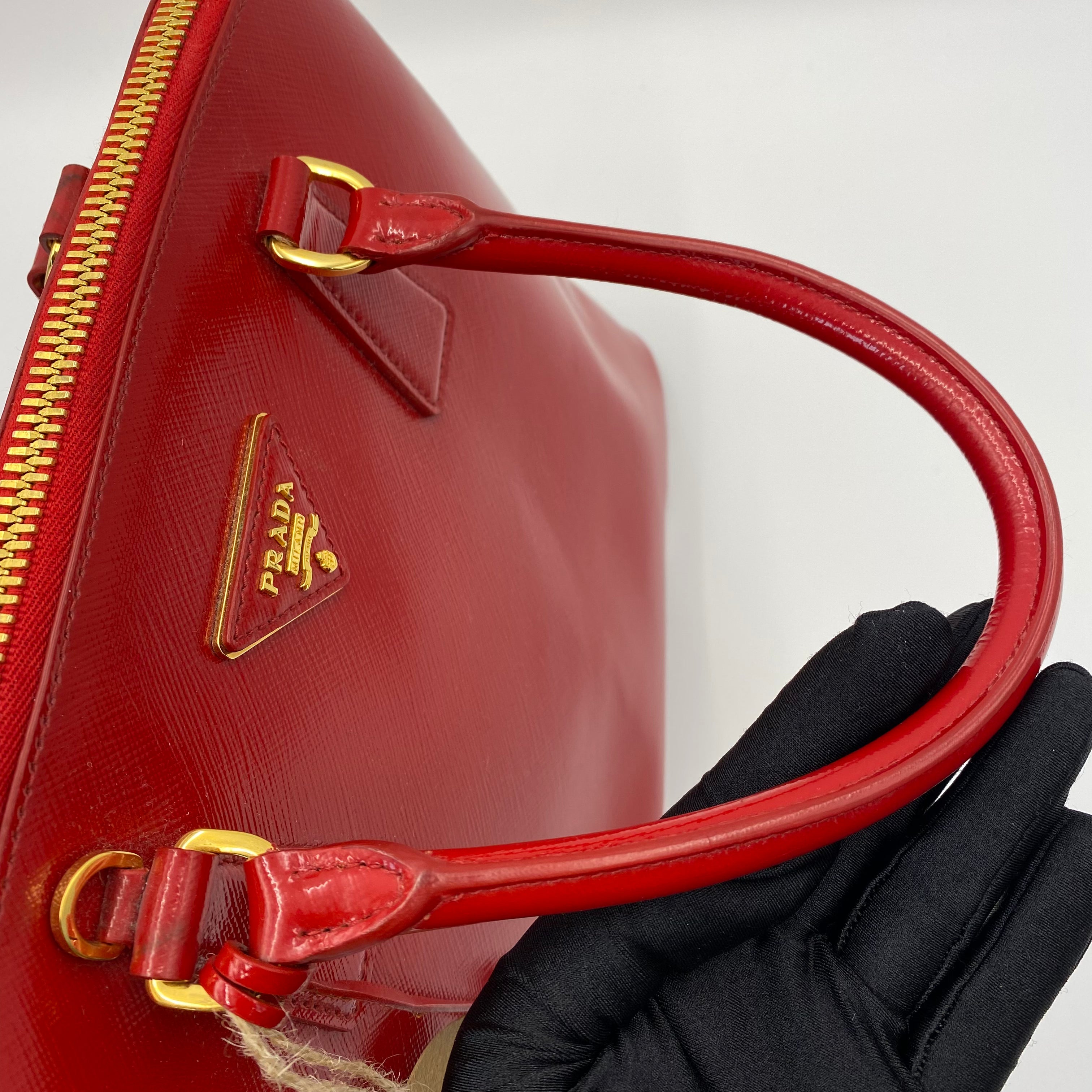 Prada Promenade Saffiano Satchel in Red